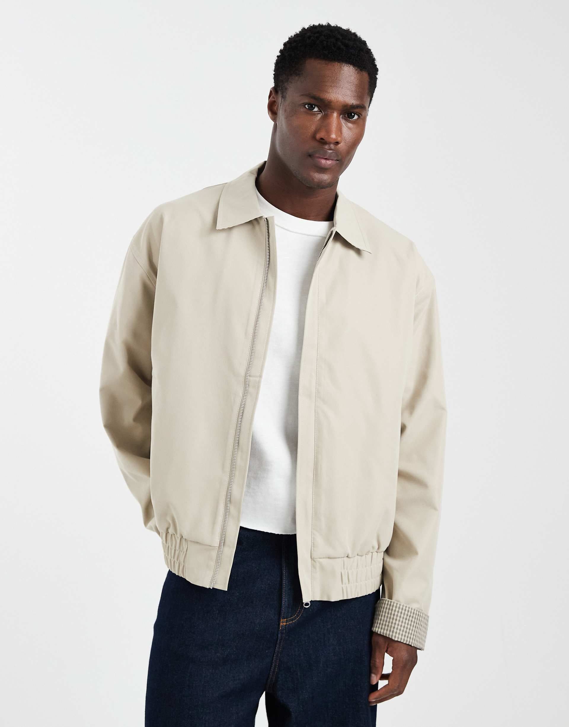 ASOS DESIGN bomber jacket in stone