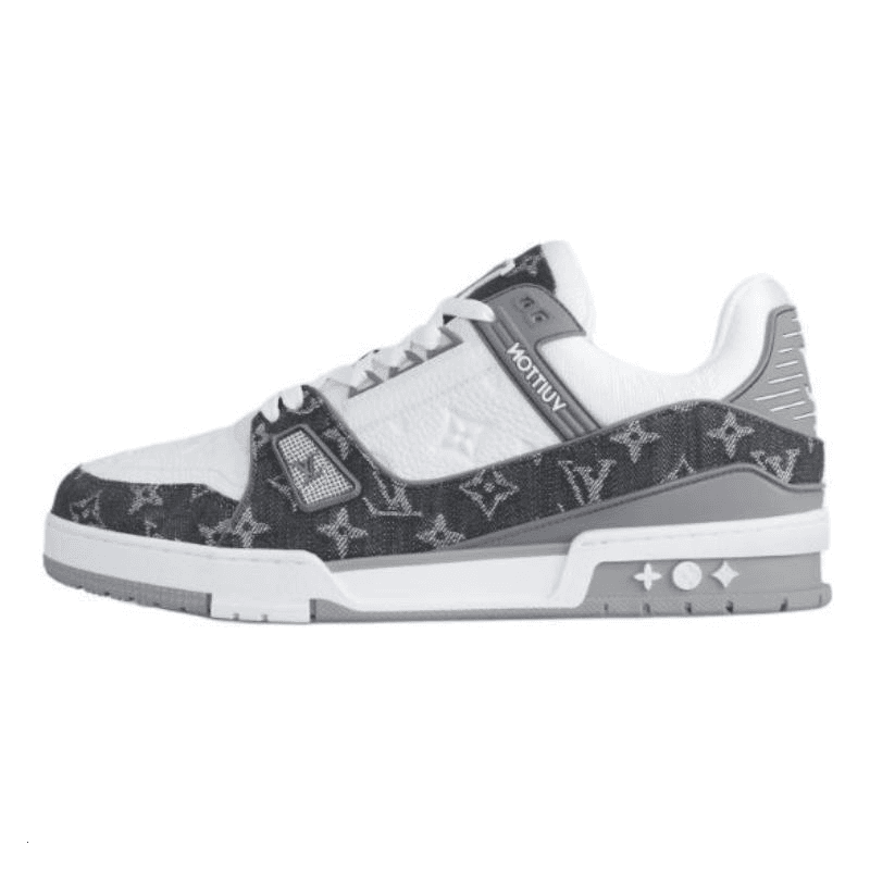 LOUIS VUITTON Trainer Low Top Skateboard Shoes Unisex Gray White