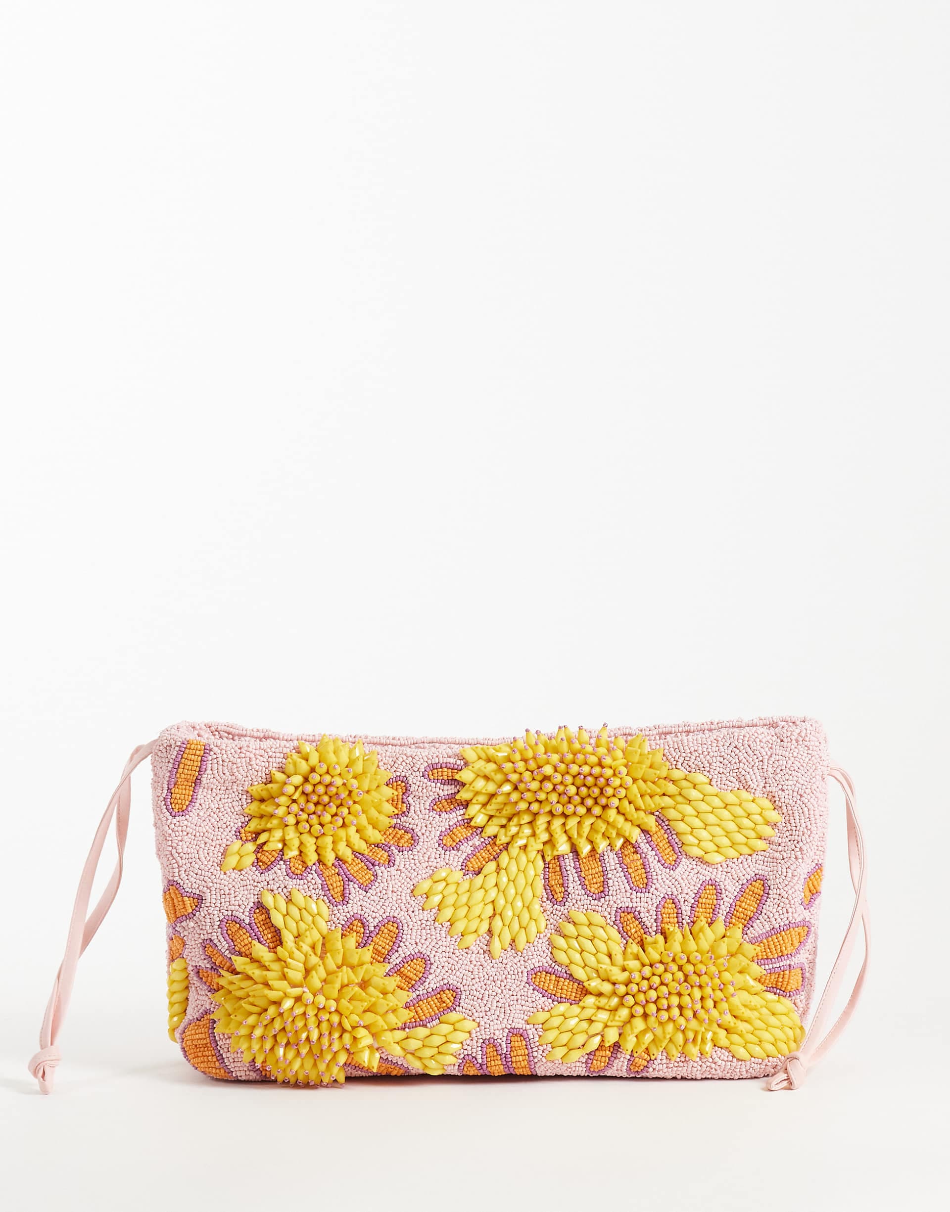 ASOS DESIGN floral embellished frame clutch in pink