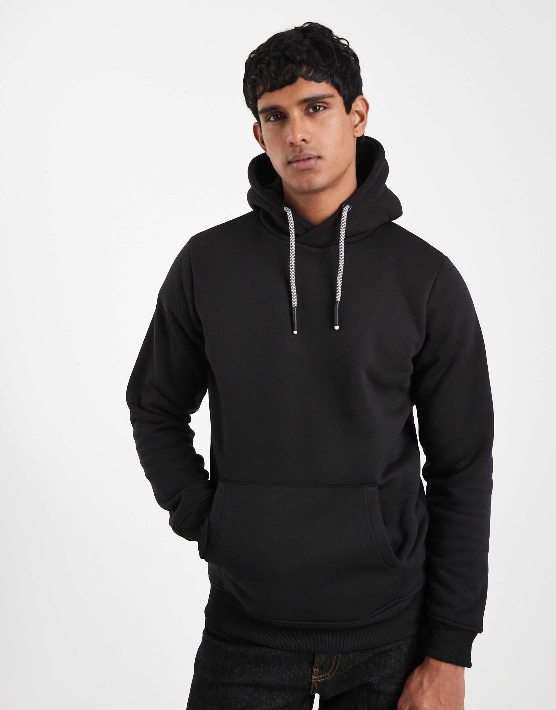 Brave Soul hoodie with contrast drawstrings in black