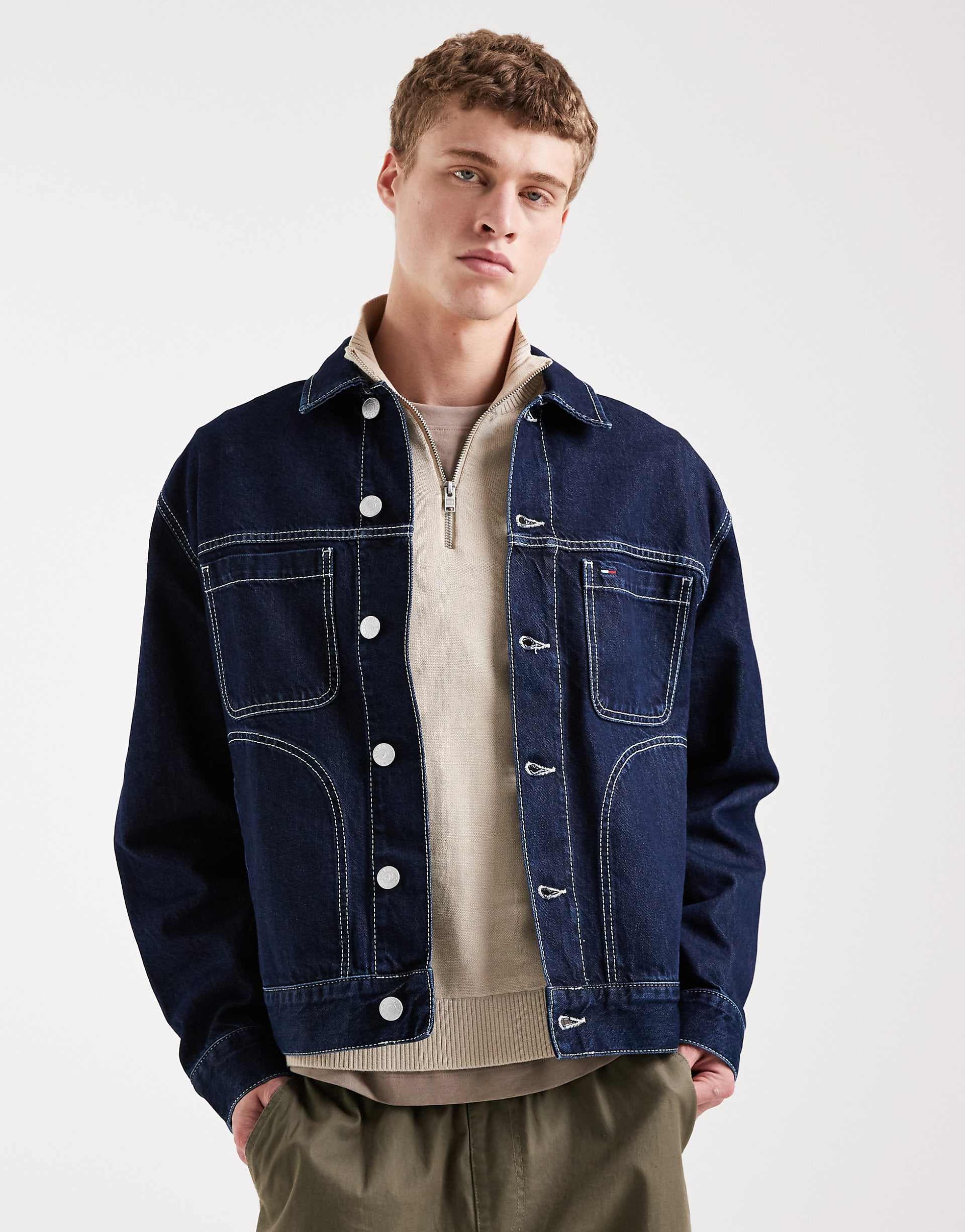 Tommy Jeans ranch denim jacket with contrast stitching in dark wash blue