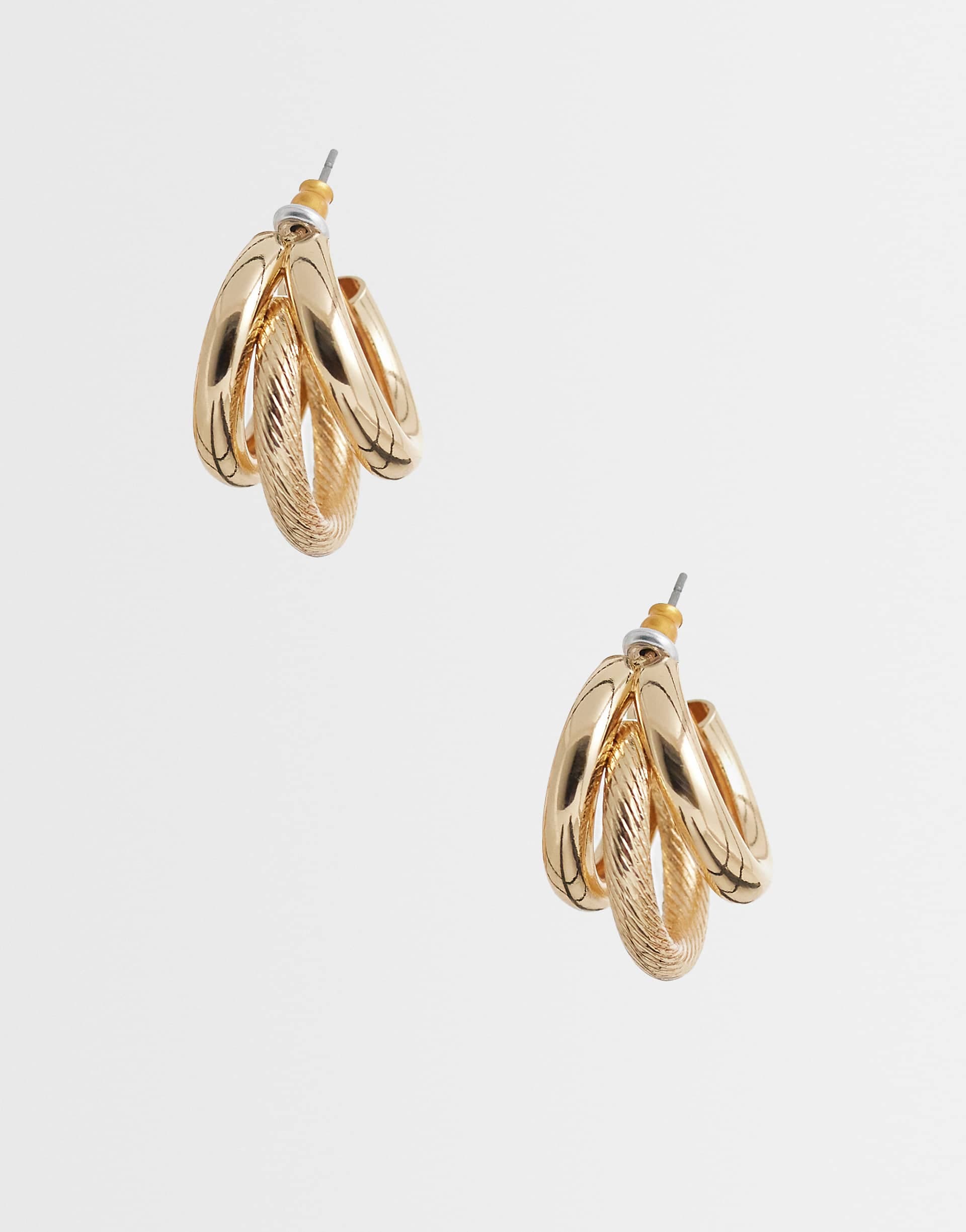 Accessorize textured triple hoop earrings in gold tone