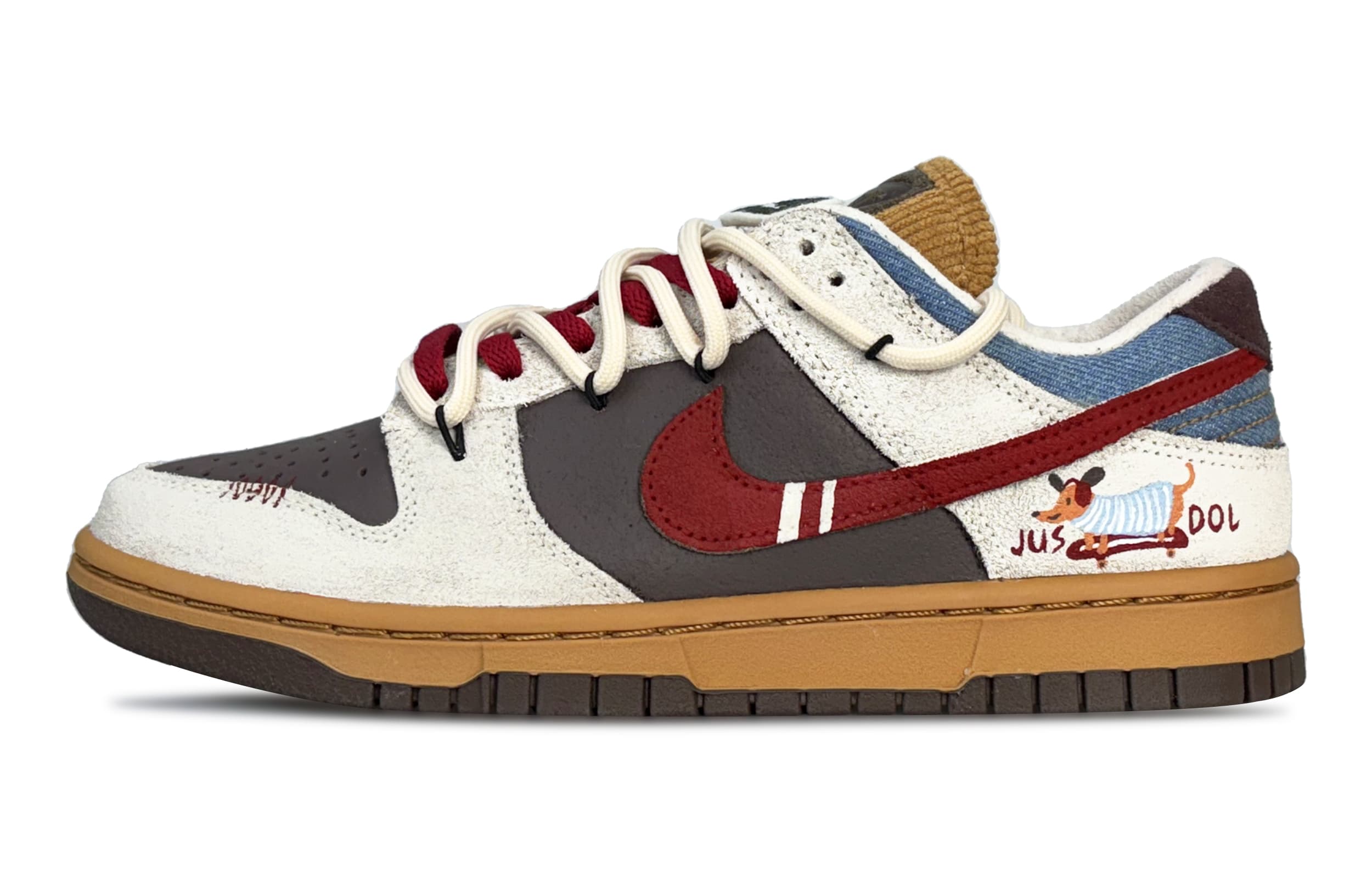 Custom Nike Dunk 'Dachshund Baby' Low-Top Skate Shoes Unisex Beige Brown