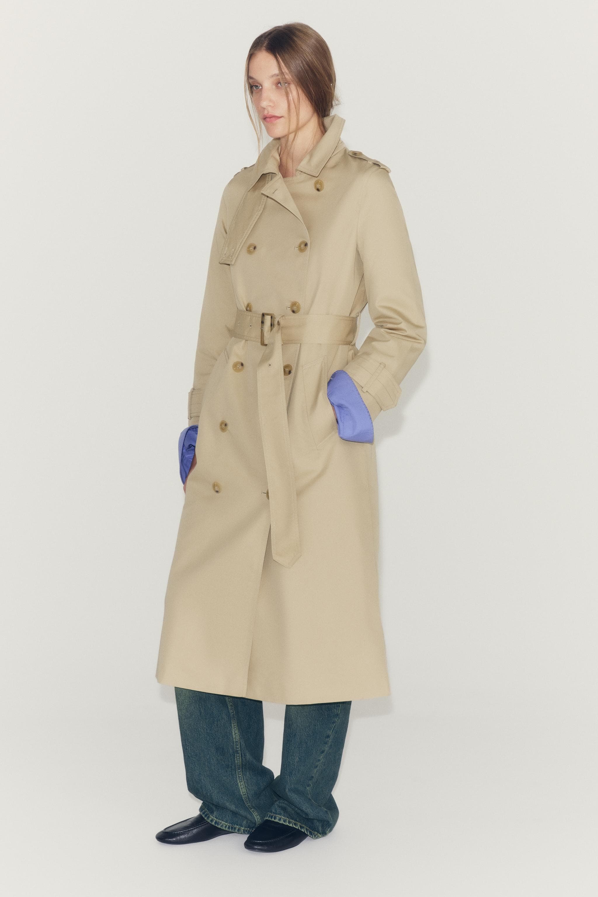ZW COLLECTION WATER-REPELLENT TRENCH COAT WITH BELT