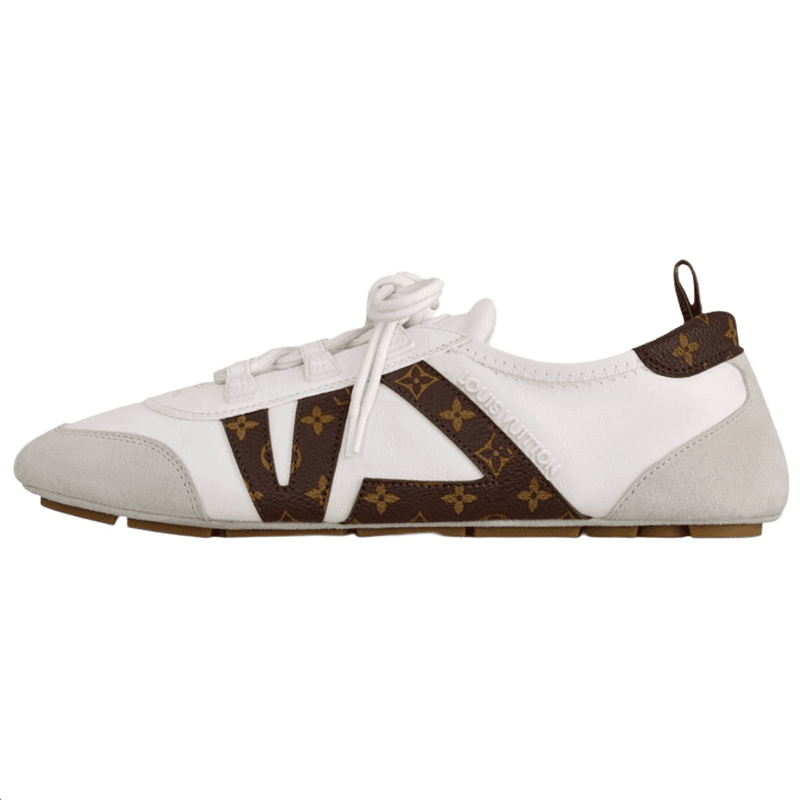LOUIS VUITTON Sneakerina German Army Trainers Low Top Casual Shoes Women's White Gray Brown