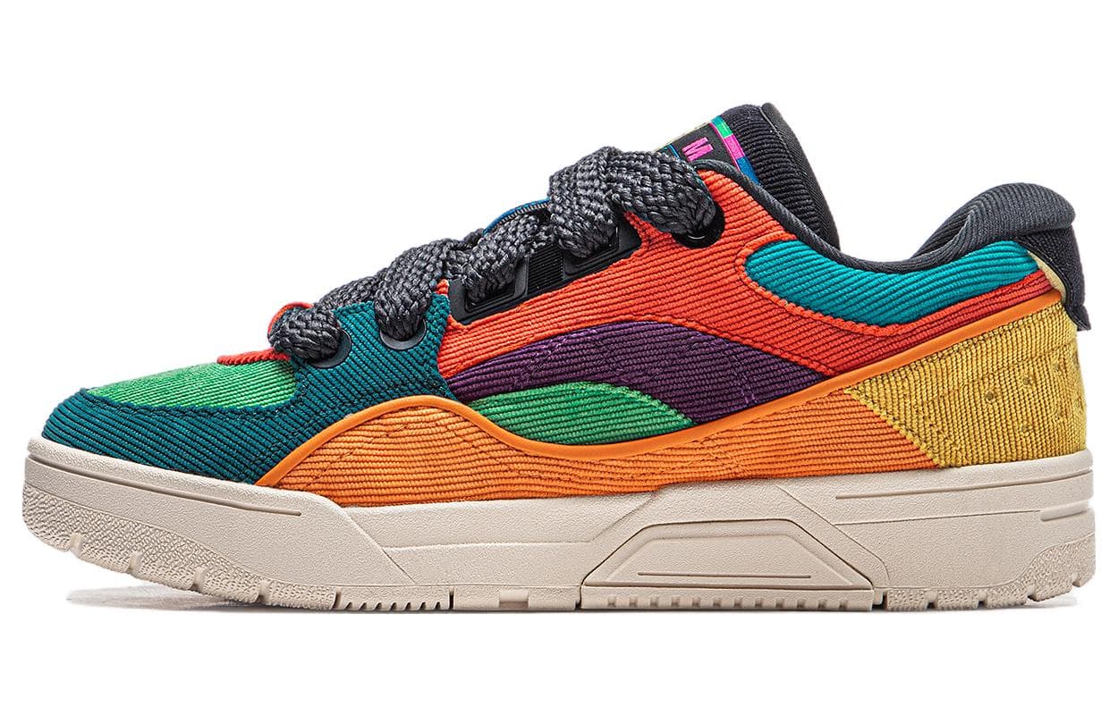 LiNing RSR 101 XXL Slip-Resistant Cushioning Lightweight Low-Top Skateboard Shoes Unisex Red Green Orange