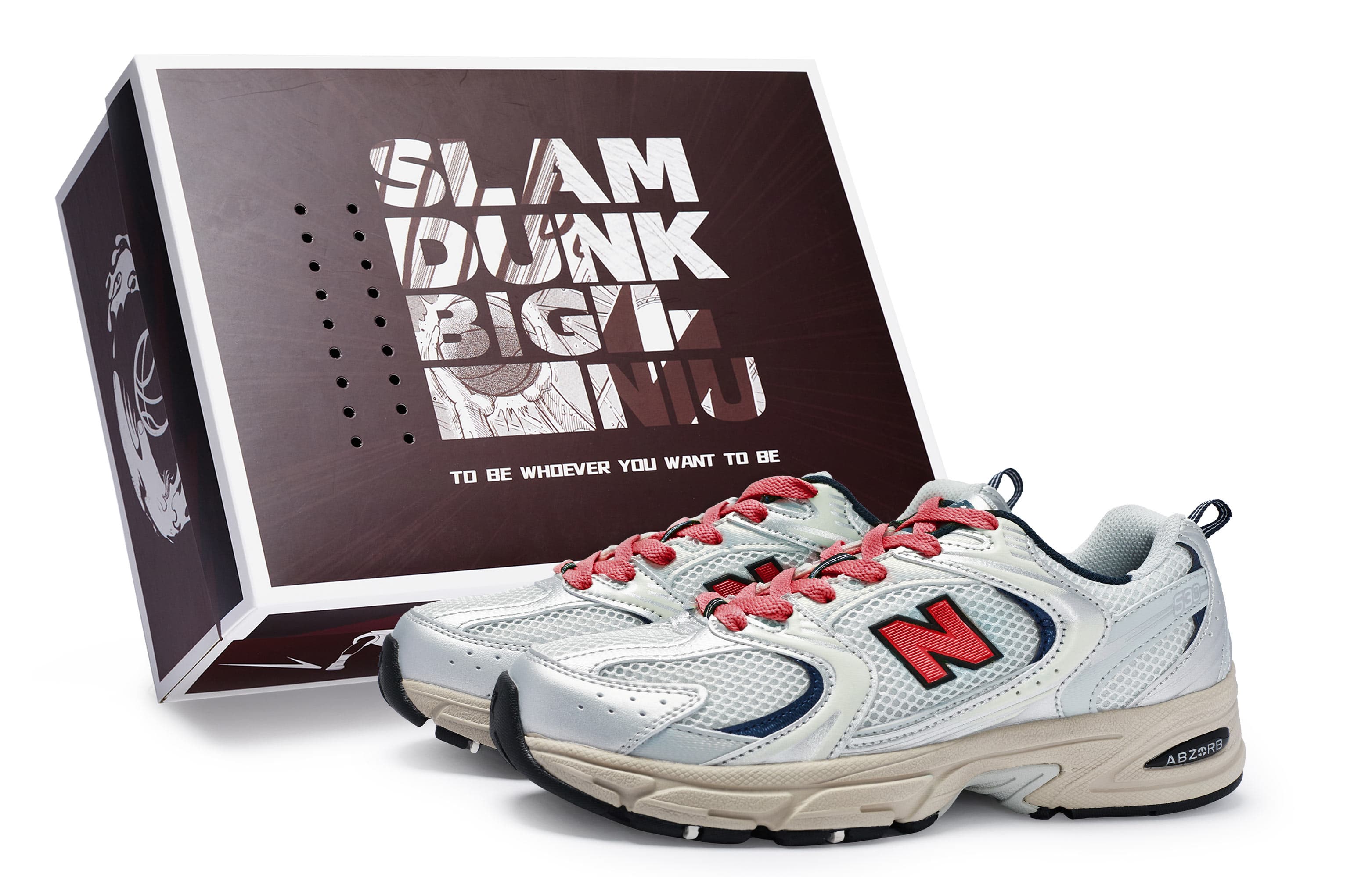 New Balance NB 530 Cushioned Slip-Resistant Breathable Low-Top Running Shoes Unisex Gray Silver Red