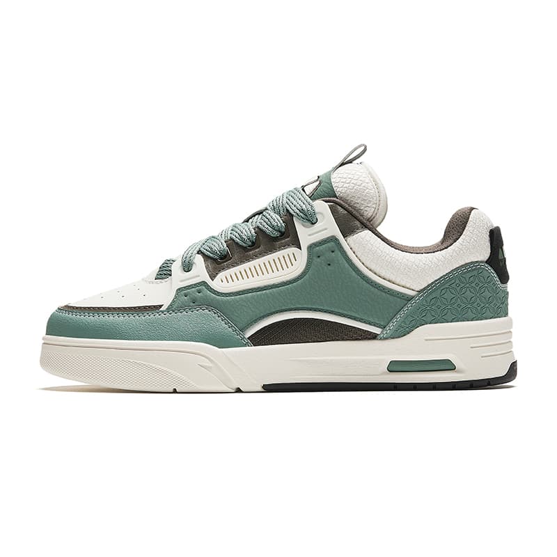 ANTA AOJIE Skateboard Shoes Men Low-Top Bamboo Green/Ivory White/Sparrow Tea Brown