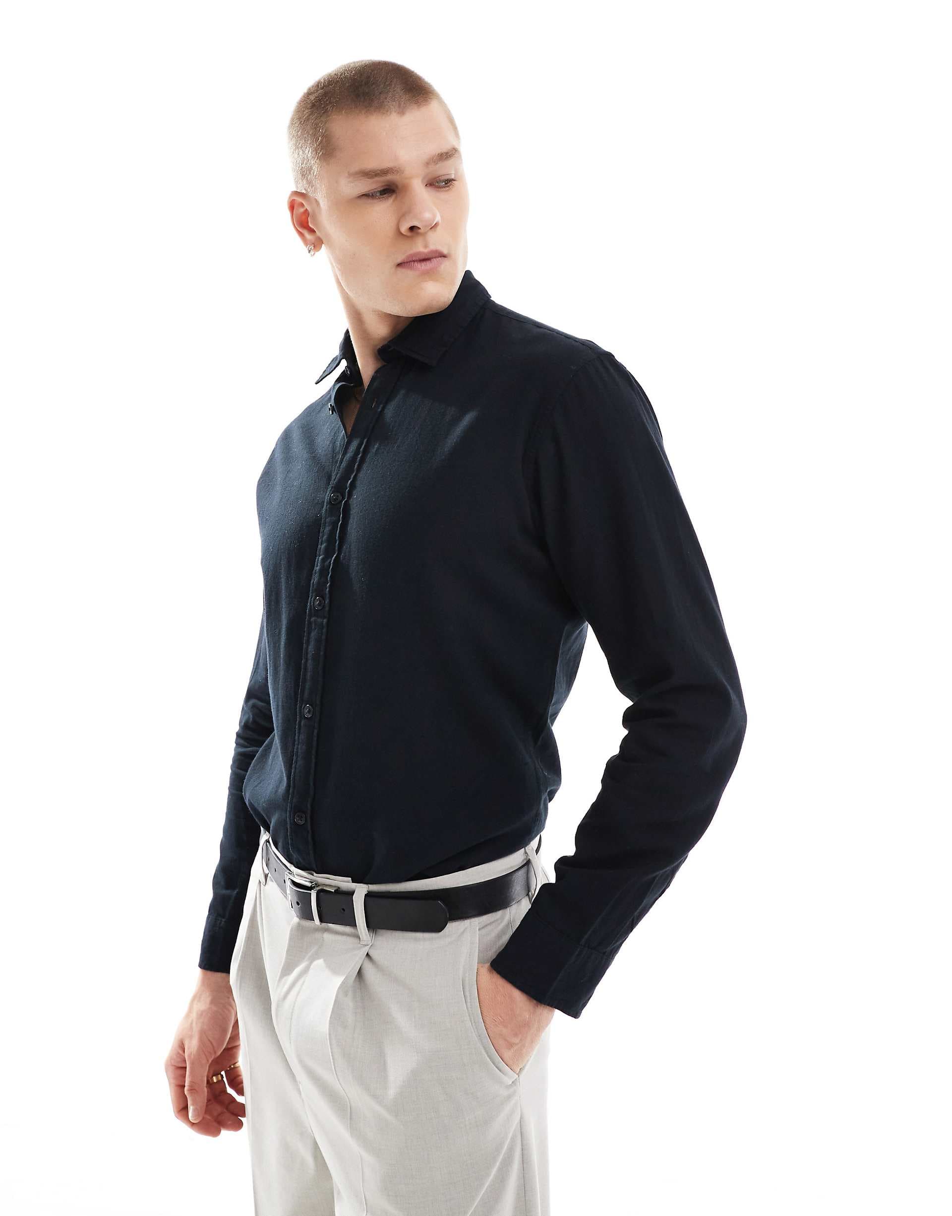 Jack & Jones Premium slim fit shirt in black
