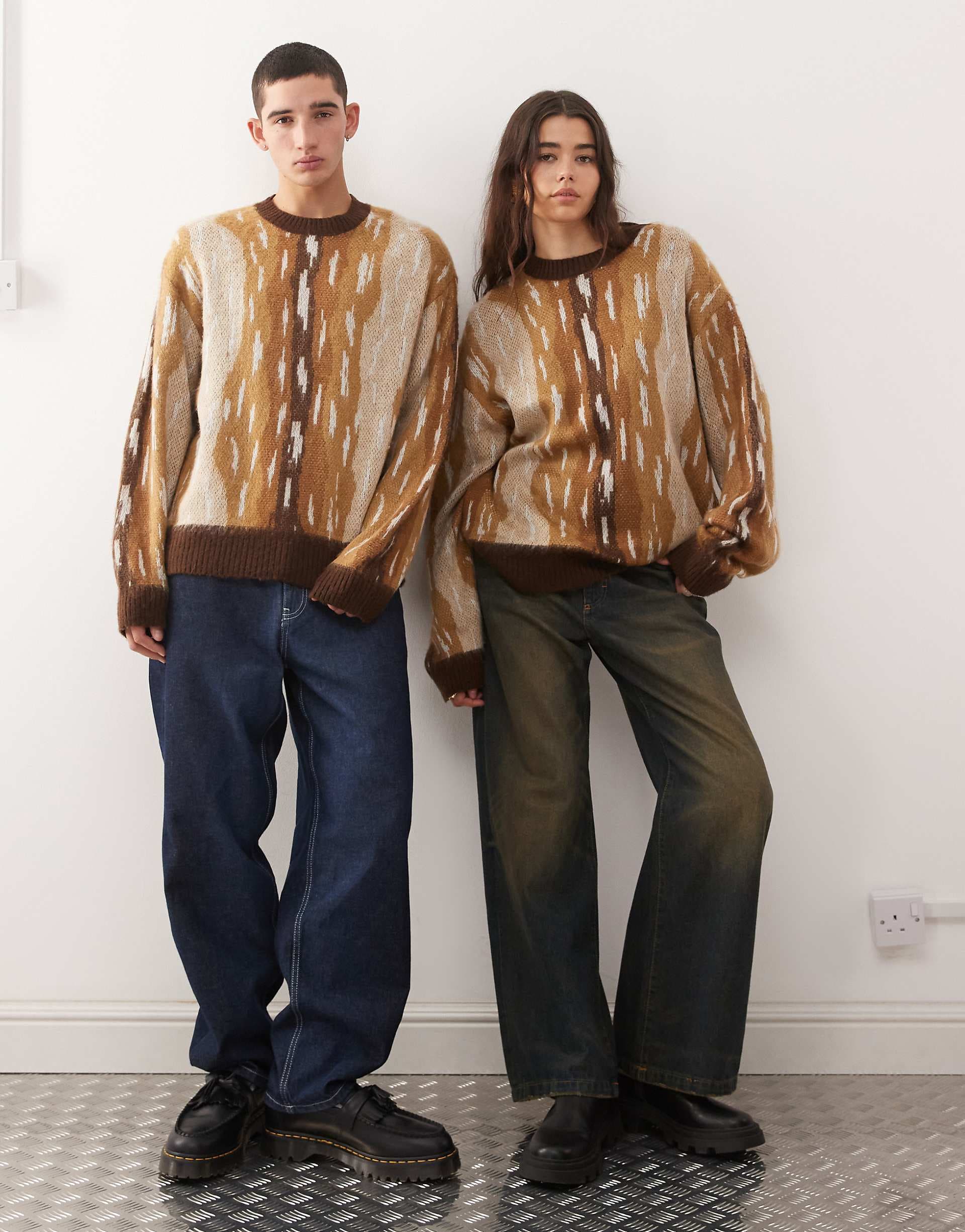 COLLUSION Unisex knit sweater in deer print