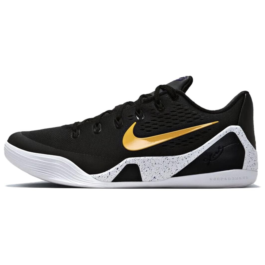 Nike Kobe 9 EM Low Protro Comfort Versatile Slip-Resistant Wear-Resistant Low-Top Basketball Shoes Unisex Black Gold