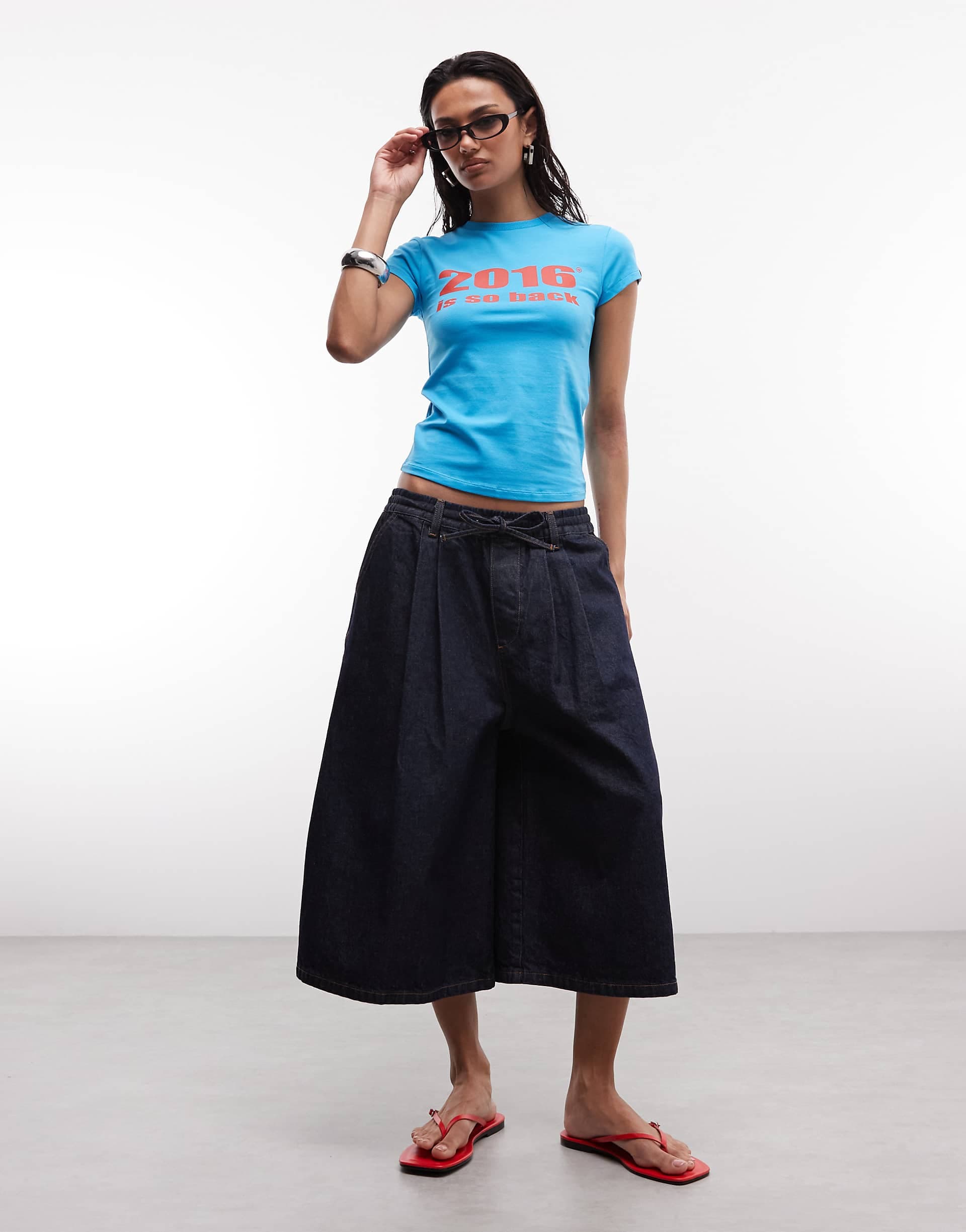 COLLUSION pull on longline jorts in navy