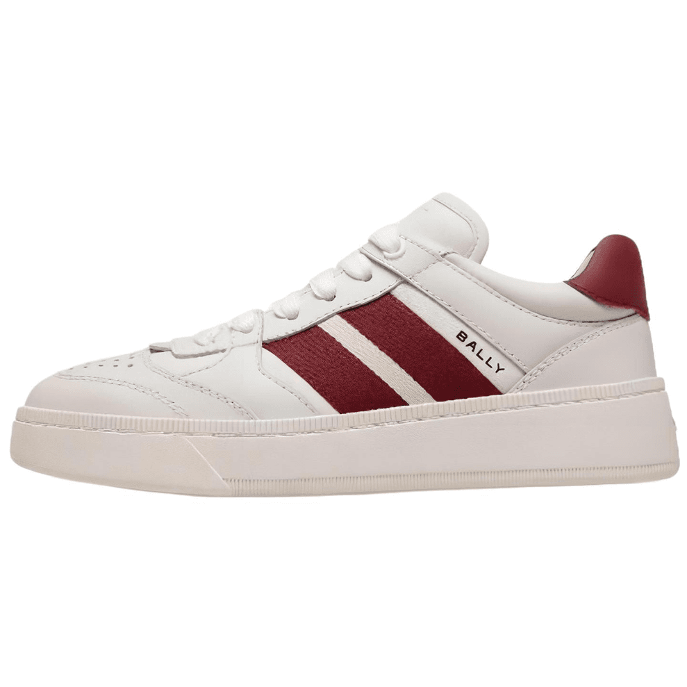 BALLY Raise Series Leather Round Toe Lace-Up Low-Cut Sneakers Women's White