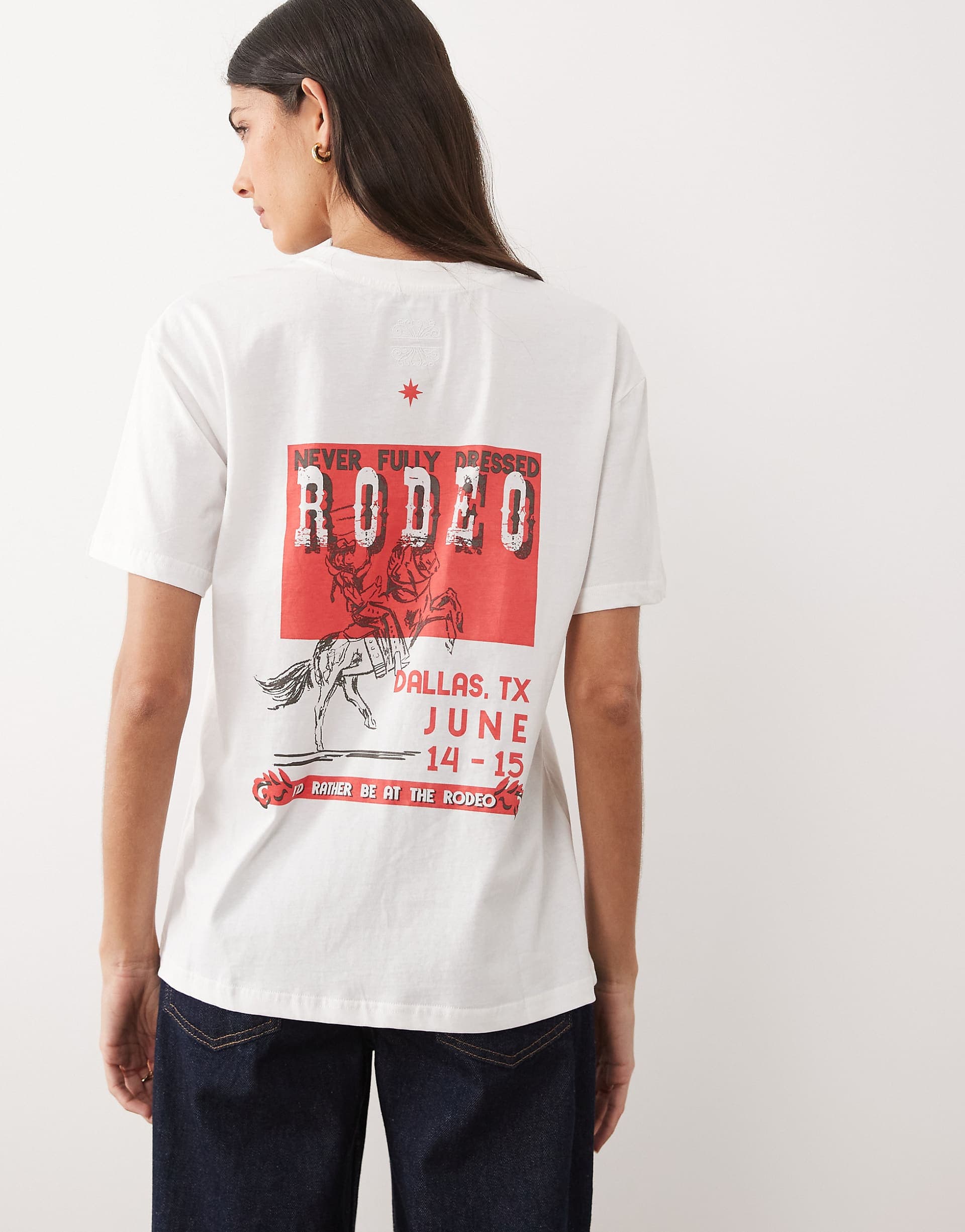 Never Fully Dressed rodeo print t-shirt in white