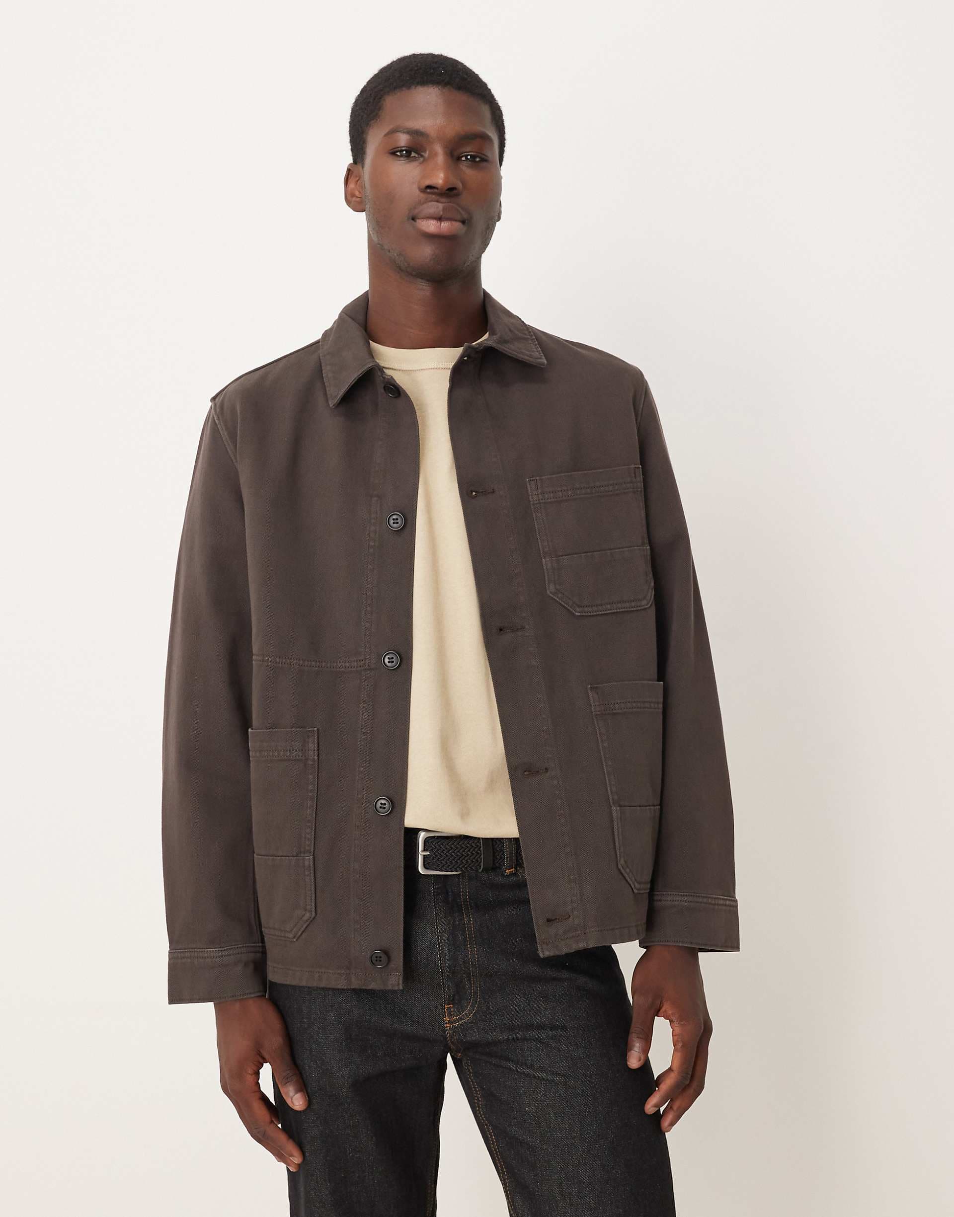 ARKET overdyed twill shacket in brown