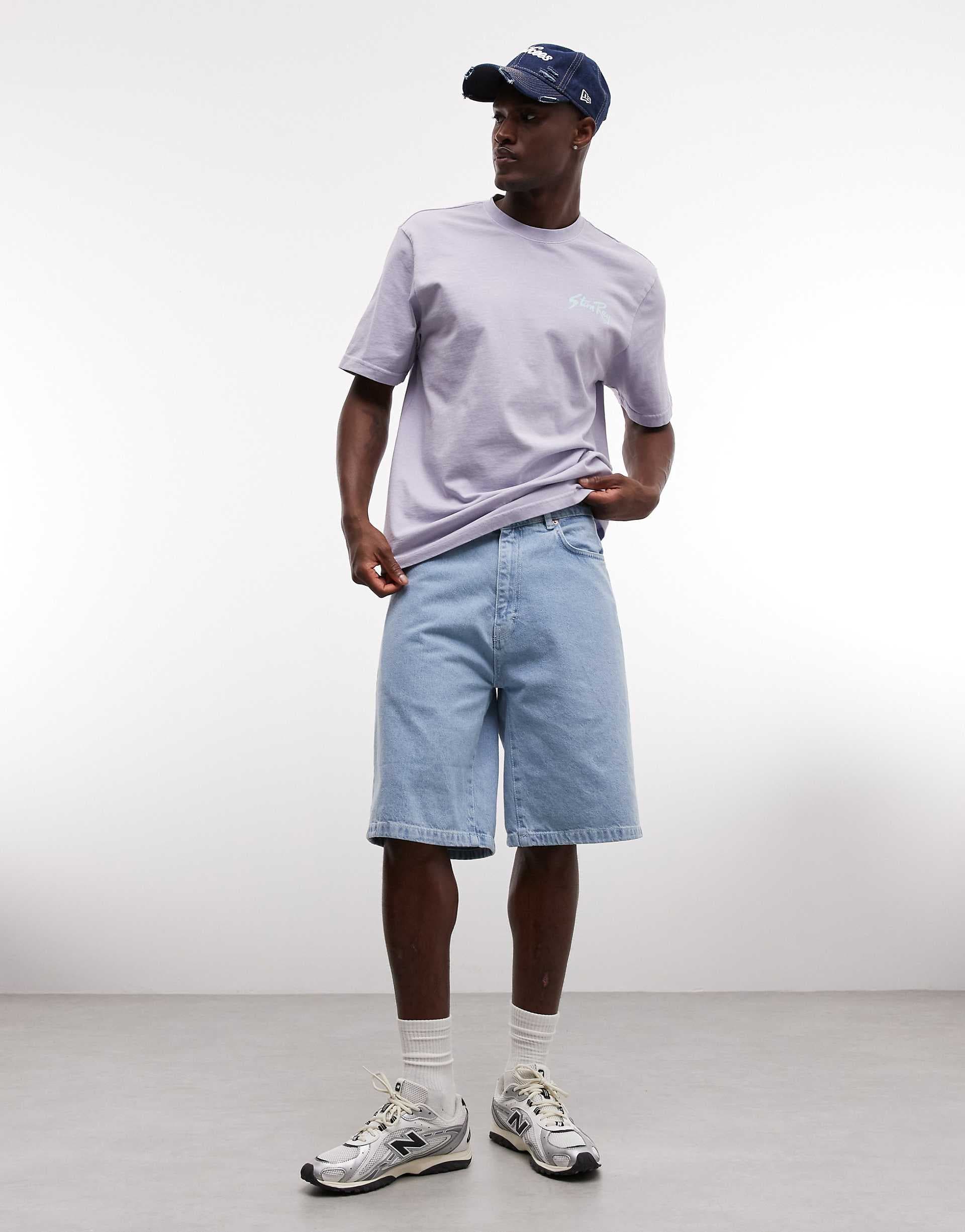 Stan Ray denim relaxed fit shorts in light blue wash