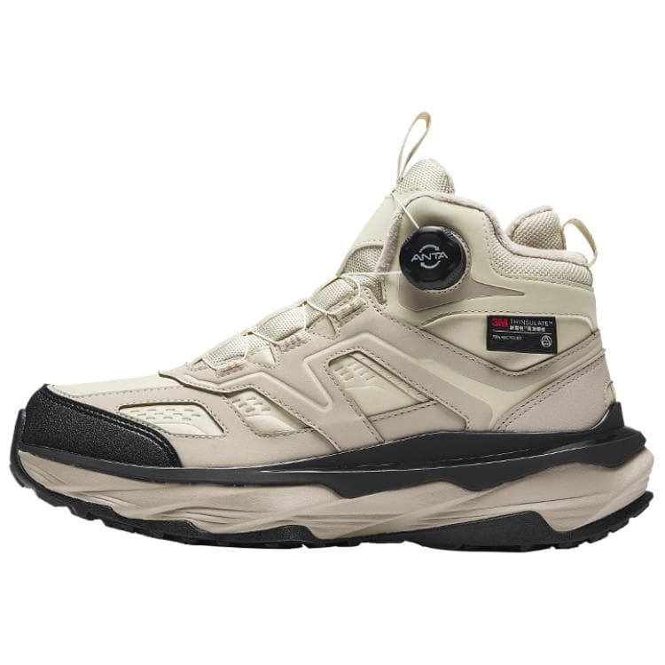 Anta Leap 2nd Generation Anti-Slip Wear-Resistant High-Top Casual Shoes Men's Beige Black