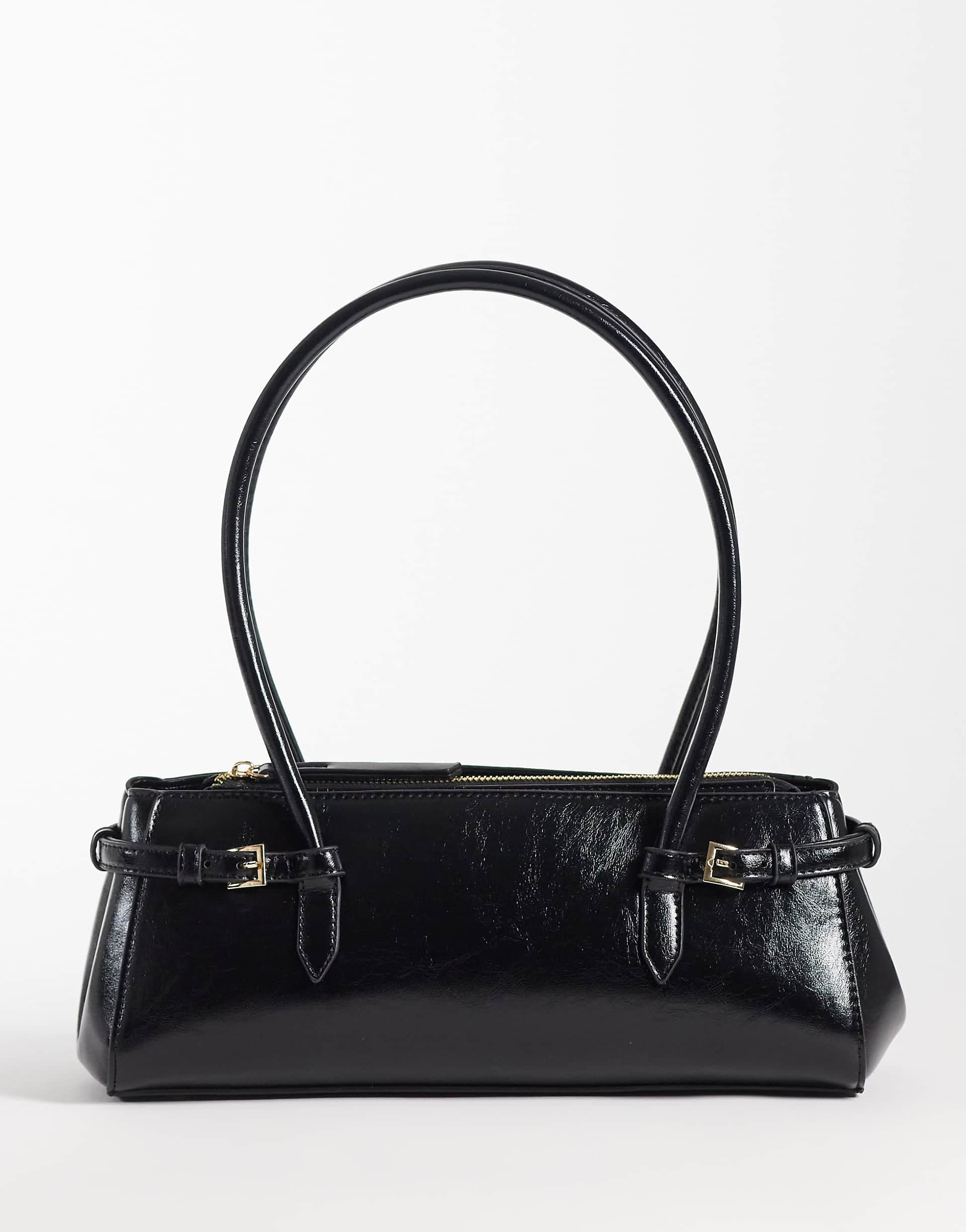 ASOS DESIGN textured belted shoulder bag in black