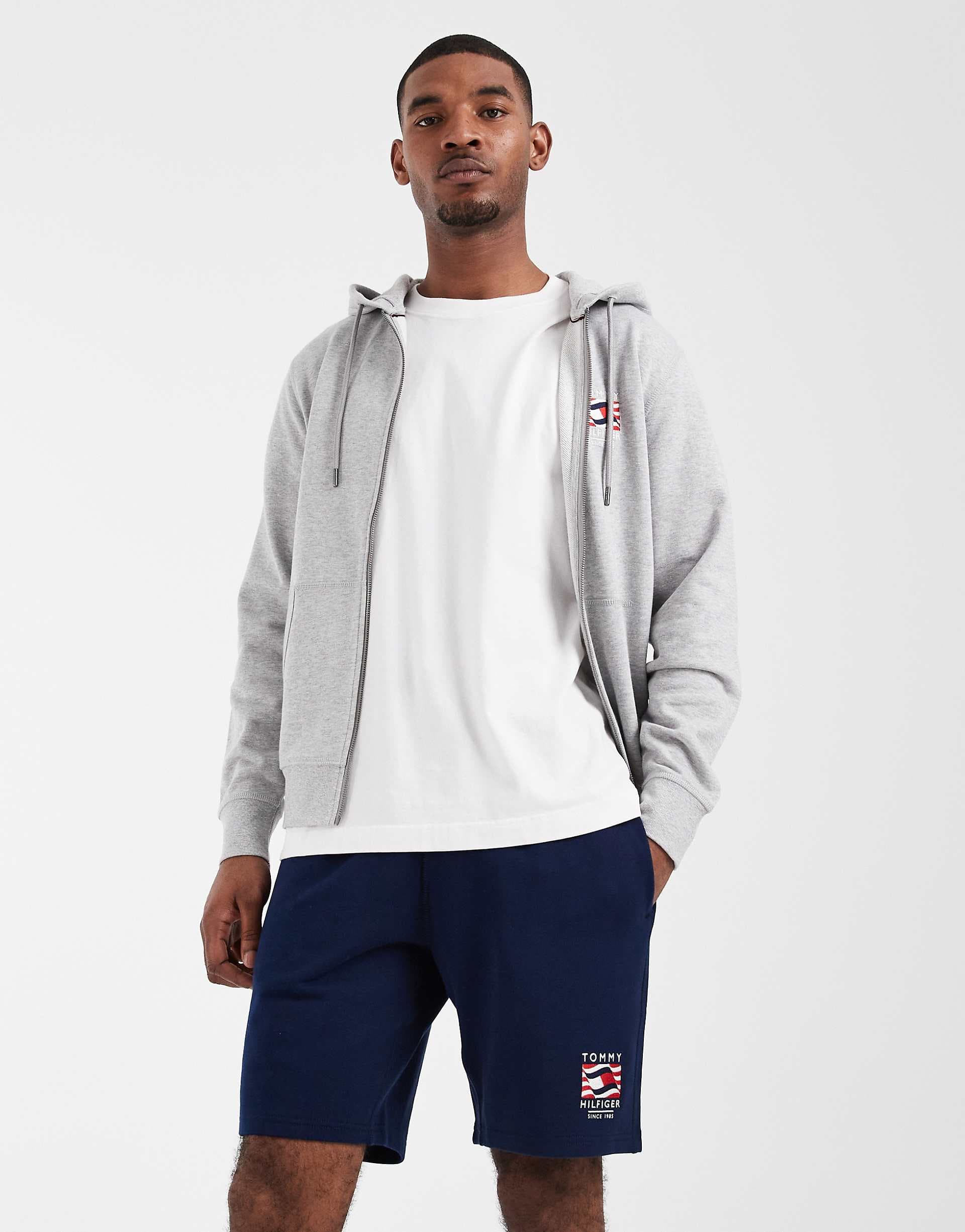 Tommy Hilfiger relaxed jersey shorts with flag logo in navy