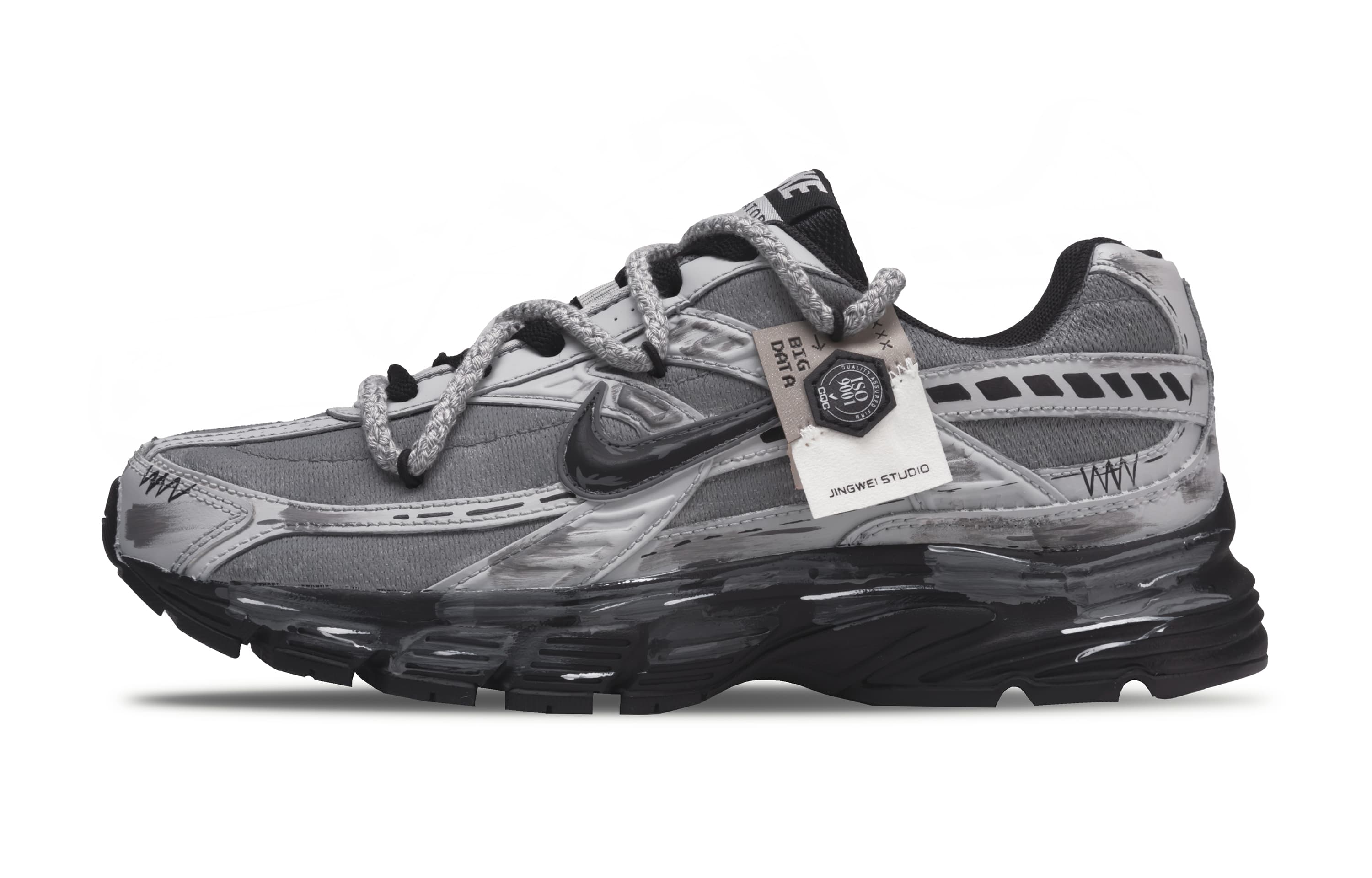 Custom Sneakers Nike Initiator Pixel Craft Grey Domain Retro Low-Top Running Shoes Men's Grey