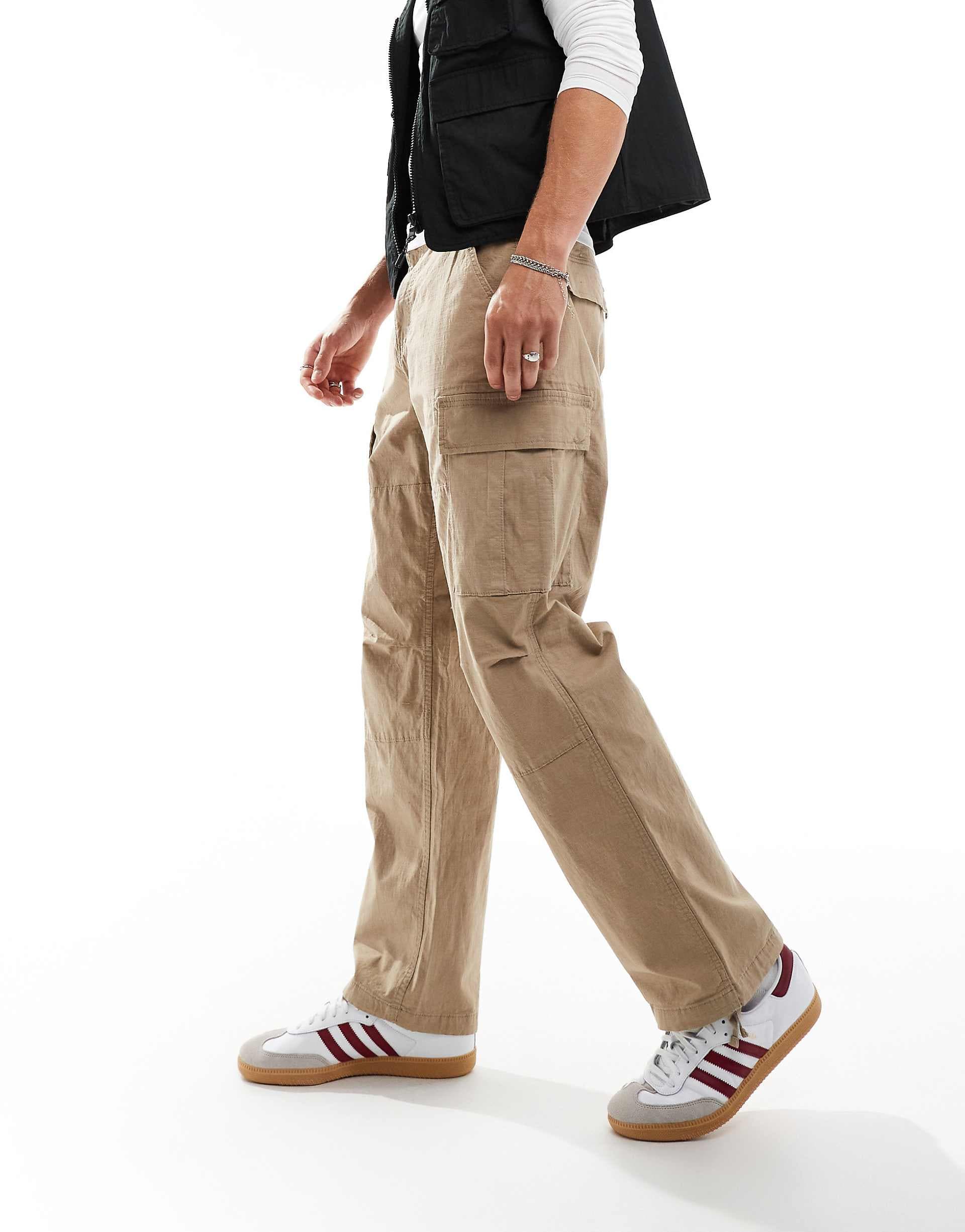 ONLY & SONS loose fit cargo pants in beige