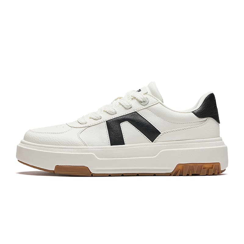 Anta A Road Wear-Resistant Height Increasing Low-Top Skateboard Shoes Women's White Black