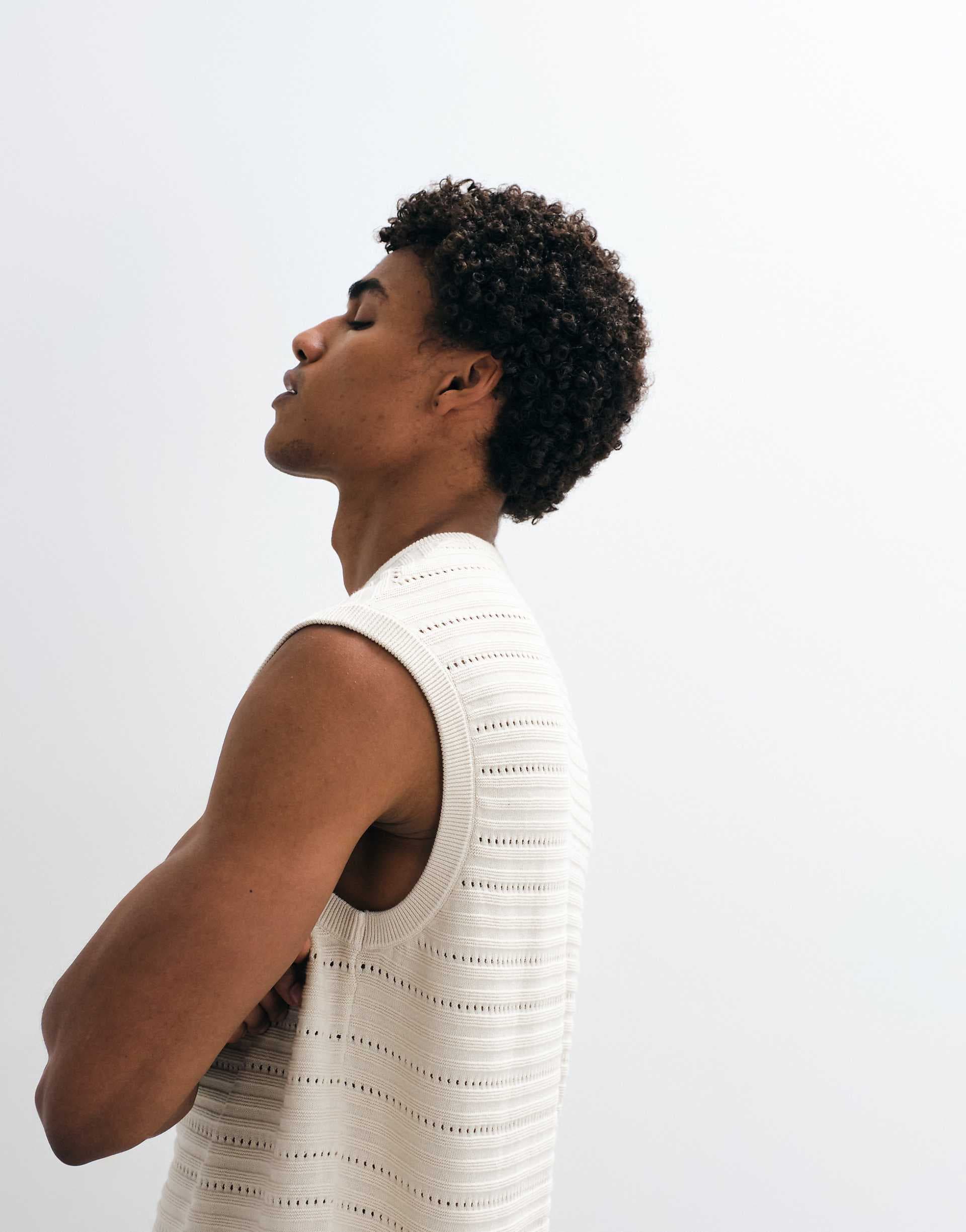 ASOS DESIGN knit relaxed textured ribbed tank in ecru