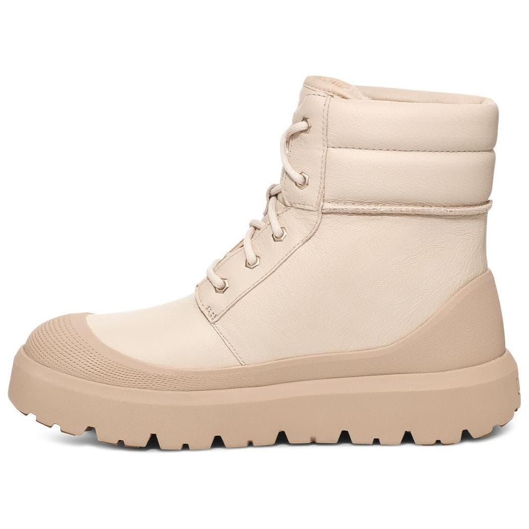UGG Fleece-Lined Round Toe Flat Short Snow Boots Men's Birch White Pepper