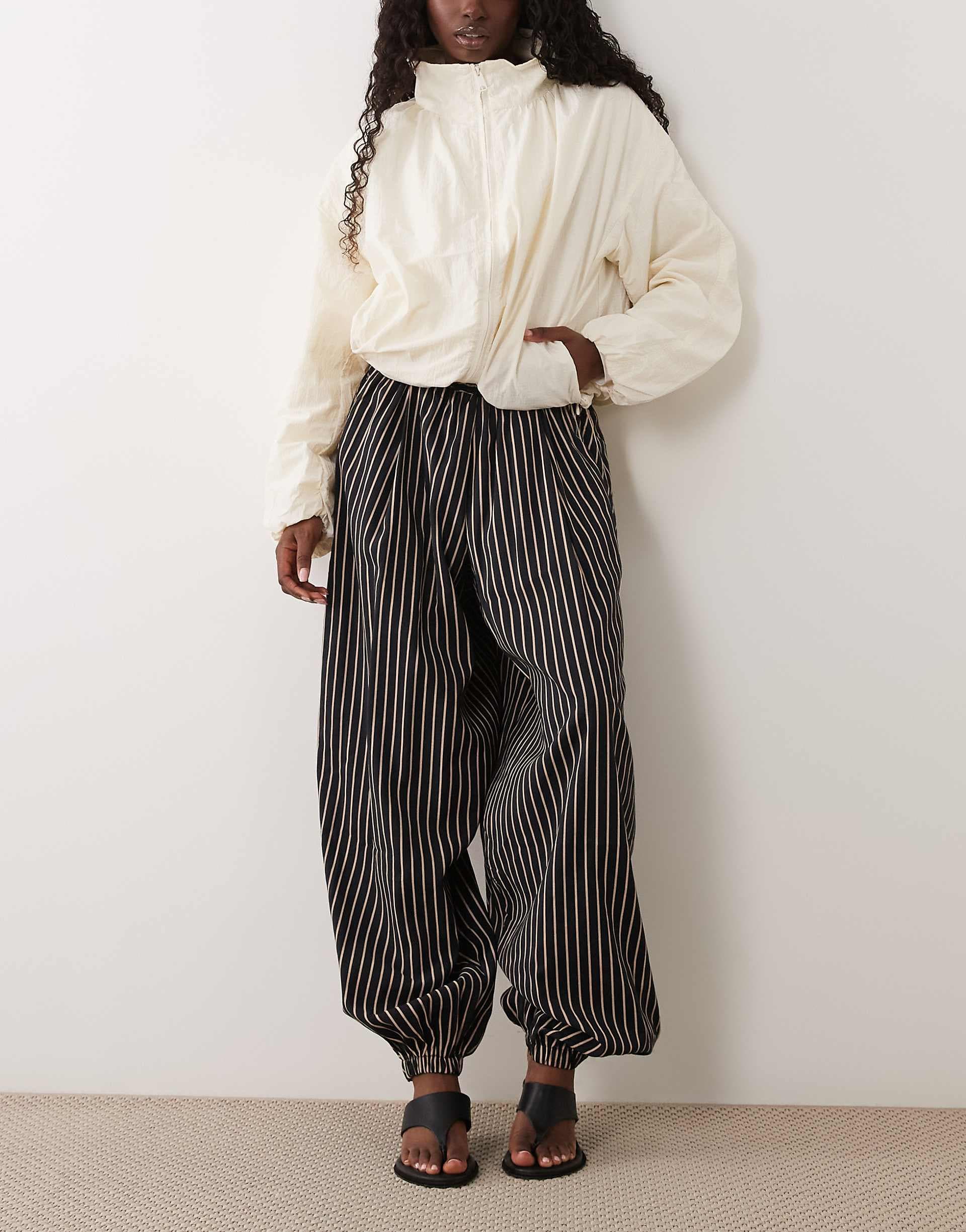 ASOS DESIGN ballon side stripe pants in pinstripe