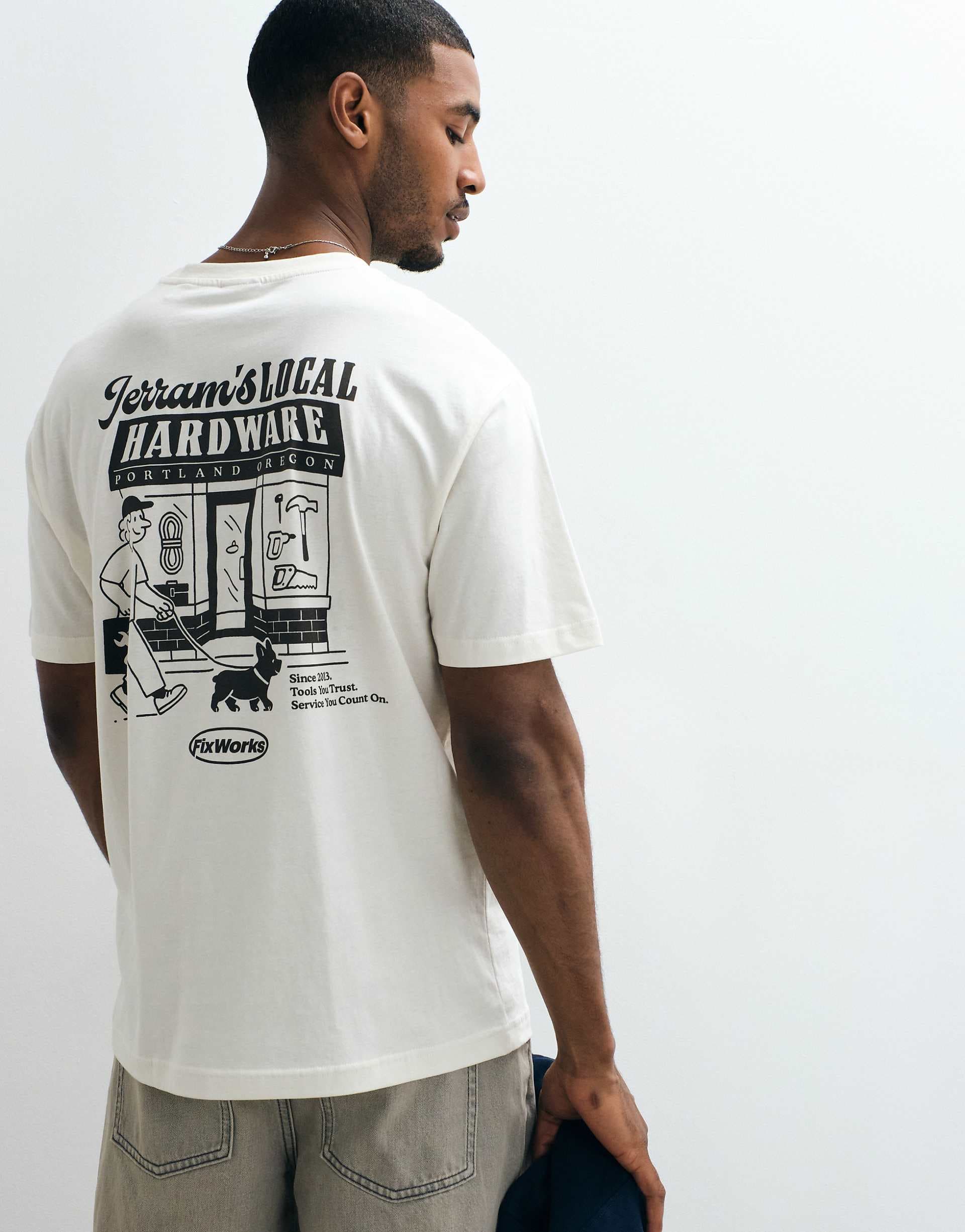 ONLY & SONS oversized fit t-shirt with hardware back print in cream