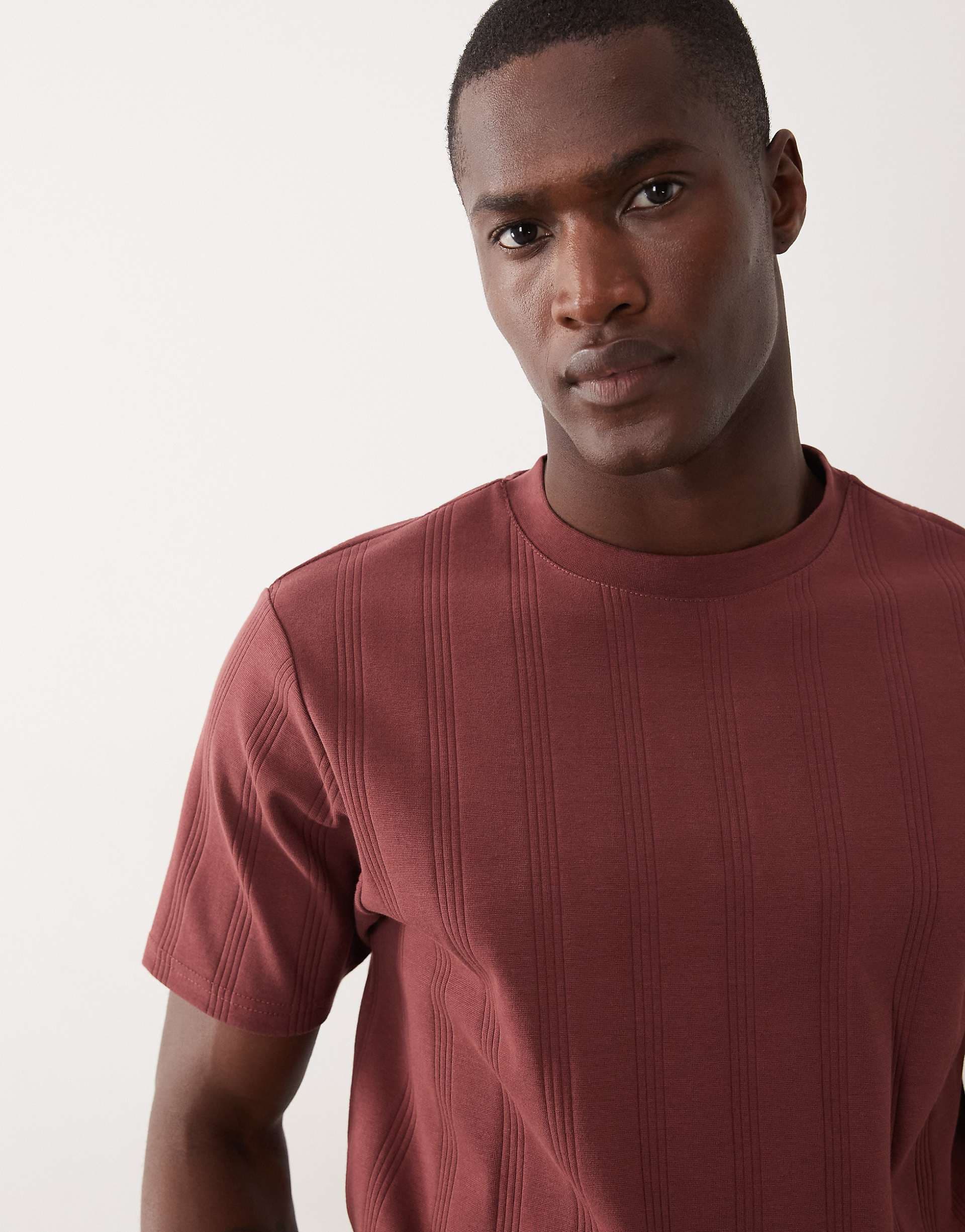 ASOS DESIGN regular fit T-shirt in burgundy texture