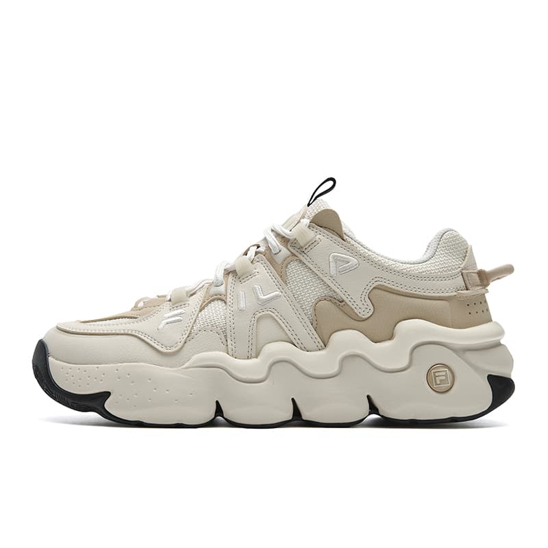 FILA FILA PANINI Fashion Personality Trendy Puffer Sneakers Basketball Classic Retro Versatile Comfort Sport Comfort Thick Sole Durable Lightweight Slip-Resistant Low-Top Casual Lifestyle Shoes Men's Beige