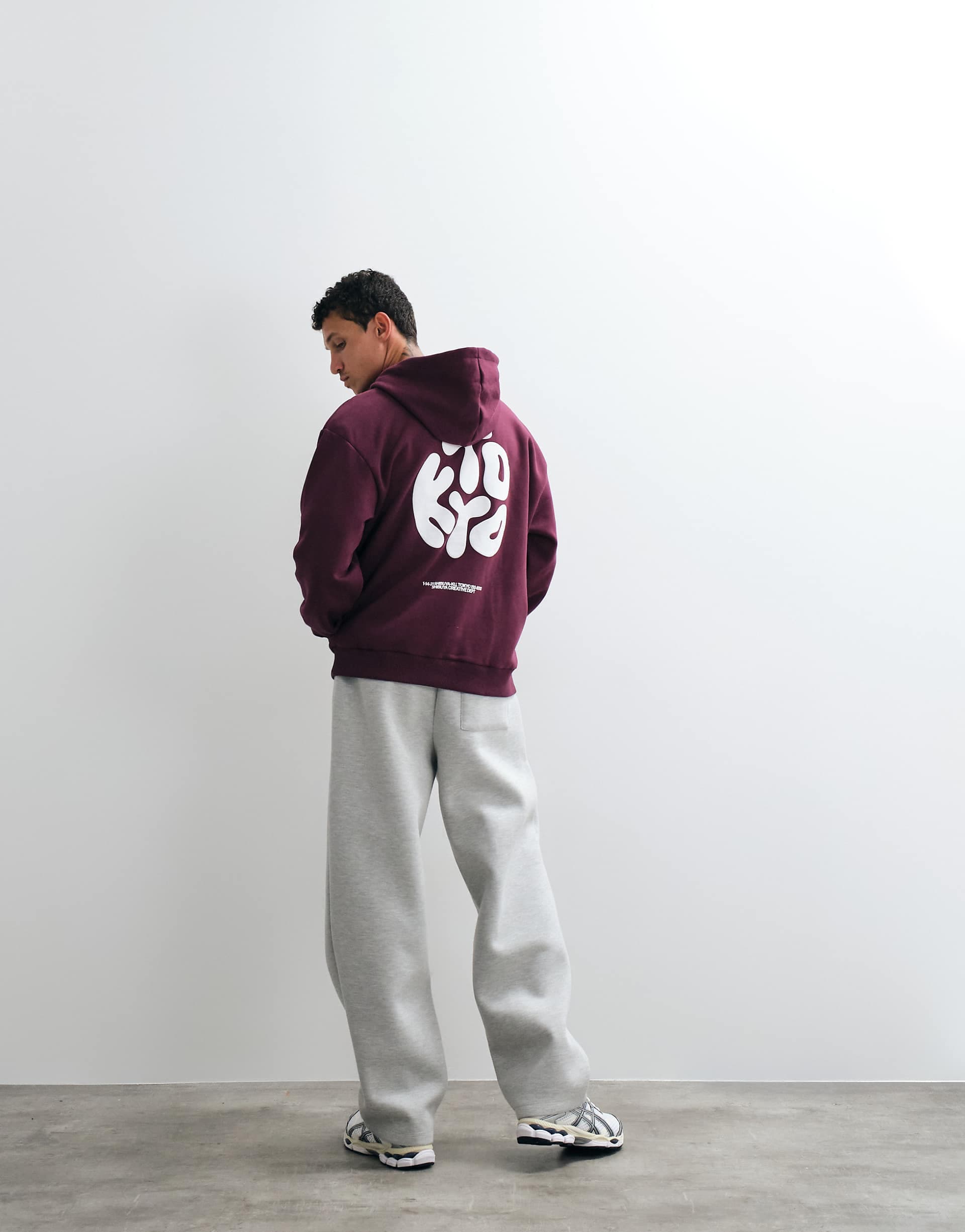 ASOS DESIGN oversized hoodie with logo puff print in burgundy