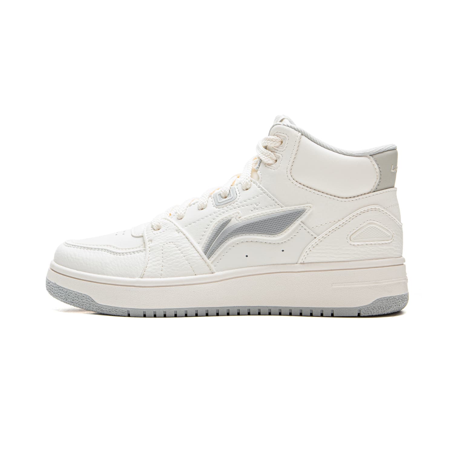 LiNing Tianji HI Classic Comfortable White Sneakers Retro Trendy Versatile Chunky Sole Height-Increasing Rebound Slip-Resistant Wear-Resistant Mid-Top Sneakers Women's White Gray