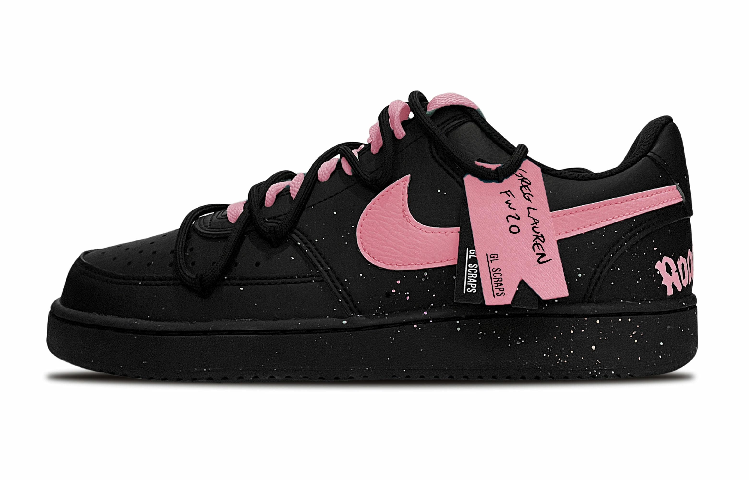 Nike Court Vision Slip Resistant Low Top Skateboard Shoes Unisex Black Pink