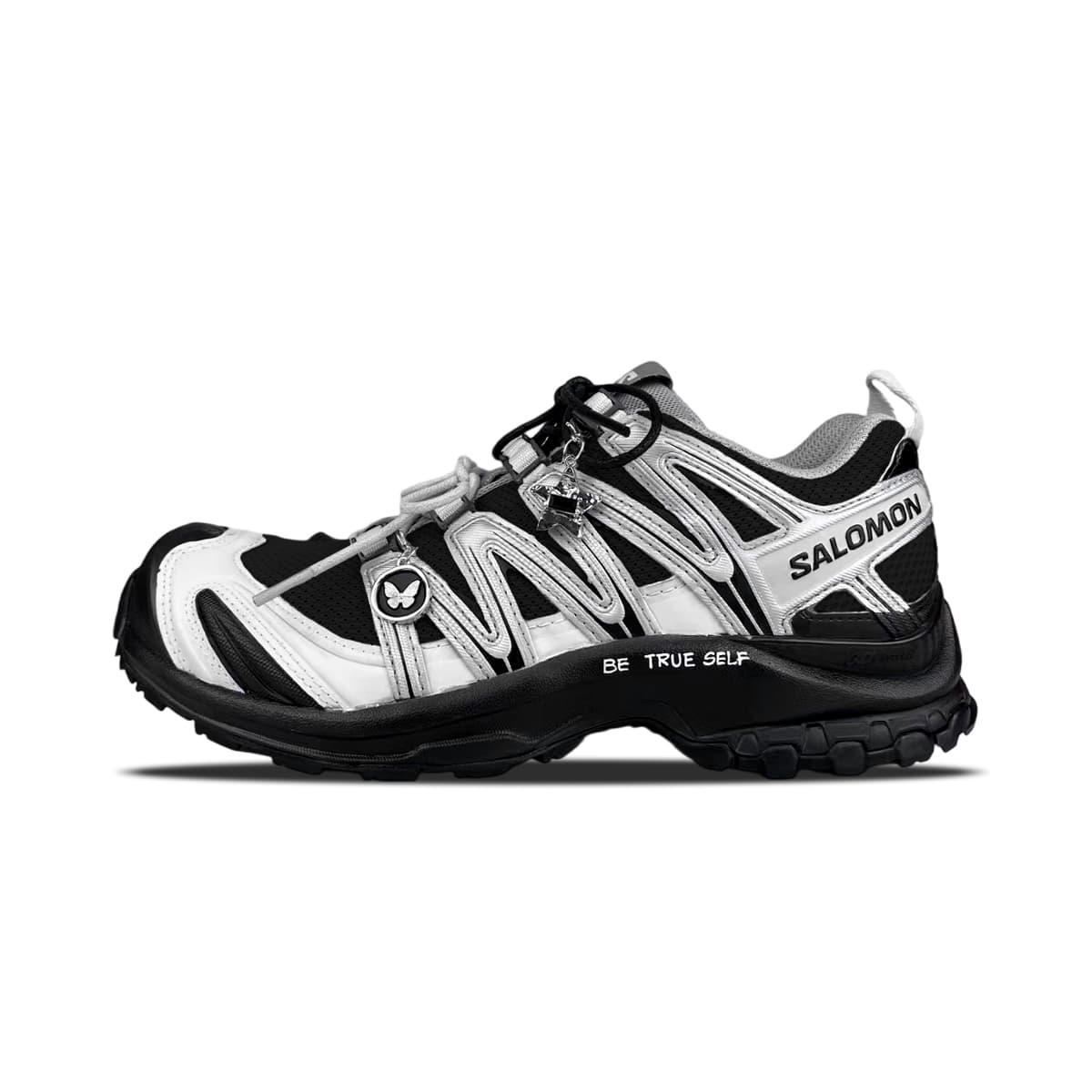 Custom SALOMON XA PRO 3D BNK 'Grey Butterfly' Unisex Trail Running Shoes - Black