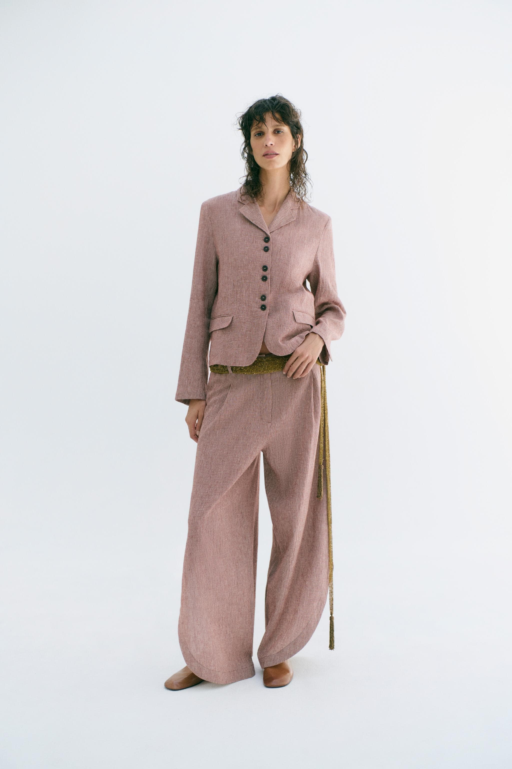 ZW COLLECTION LINEN BLEND TROUSERS WITH SIDE SLITS