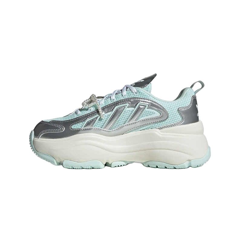 Adidas Originals OZGAIA Anti Slip Wear Resistant Low Top Chunky Sneakers Women's Green Silver