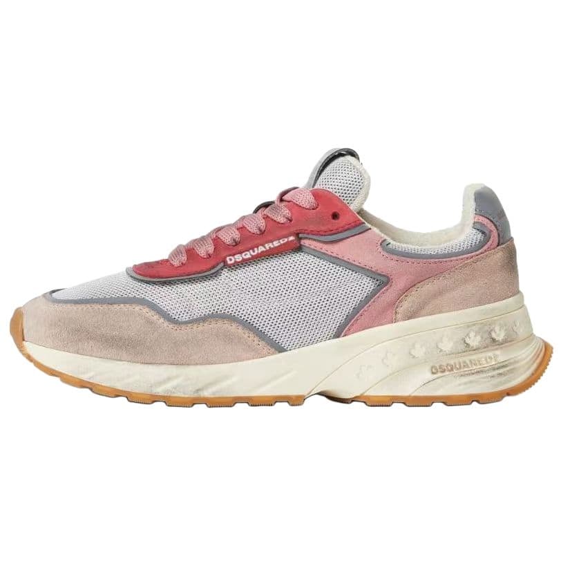 DSQUARED 2 Calfskin Round Toe Lace-Up Low-Top Casual Shoes Women's Rose Pink