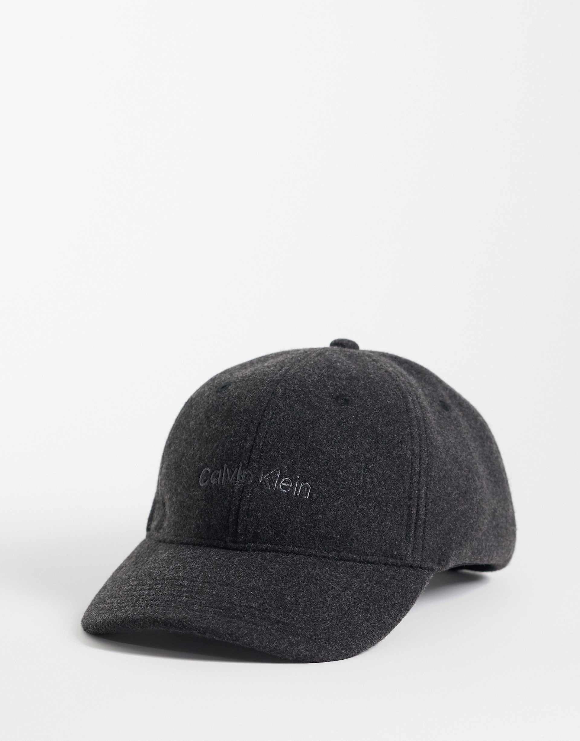 Calvin Klein felt cap with embroidered logo in black