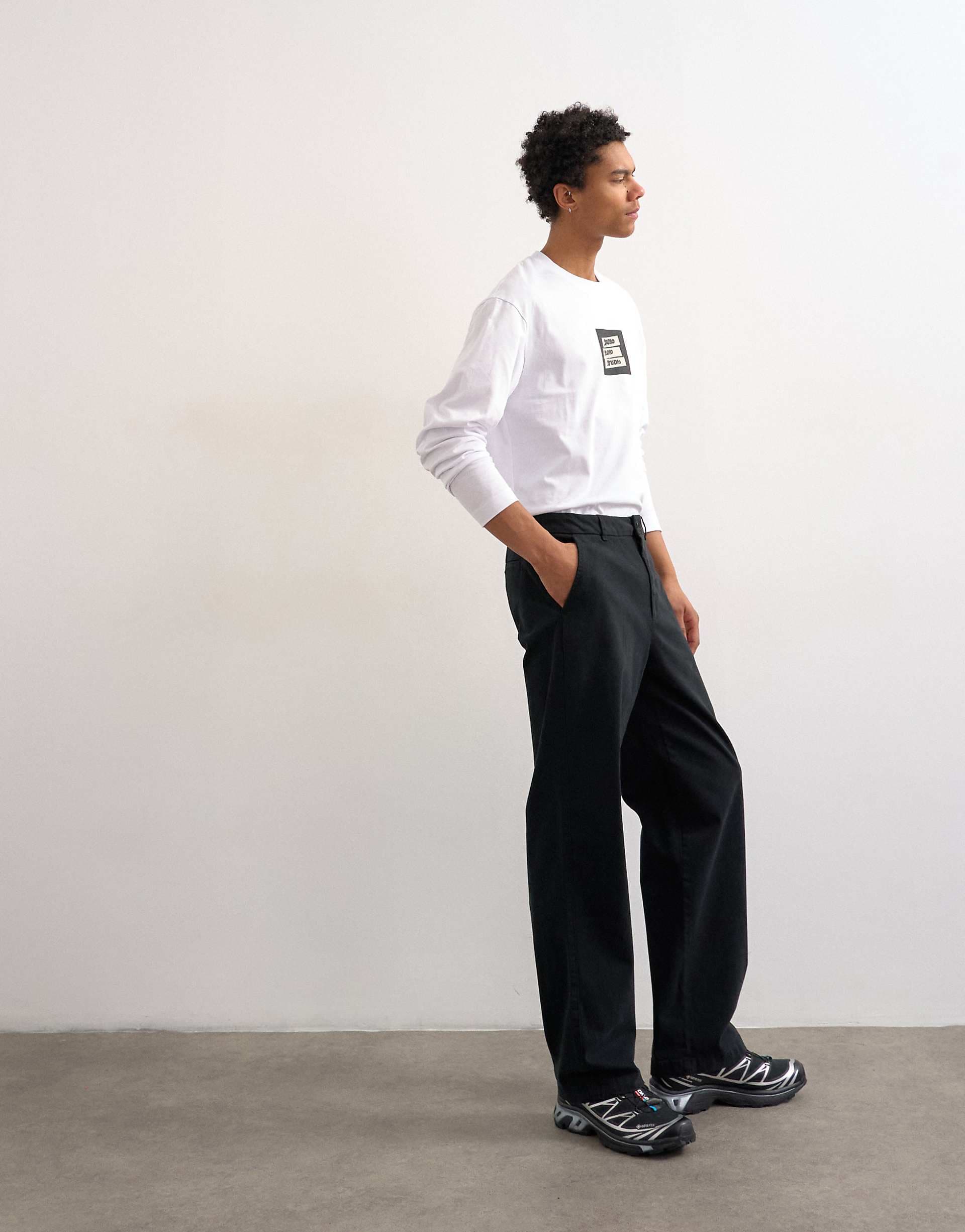 Topman straight chinos in black