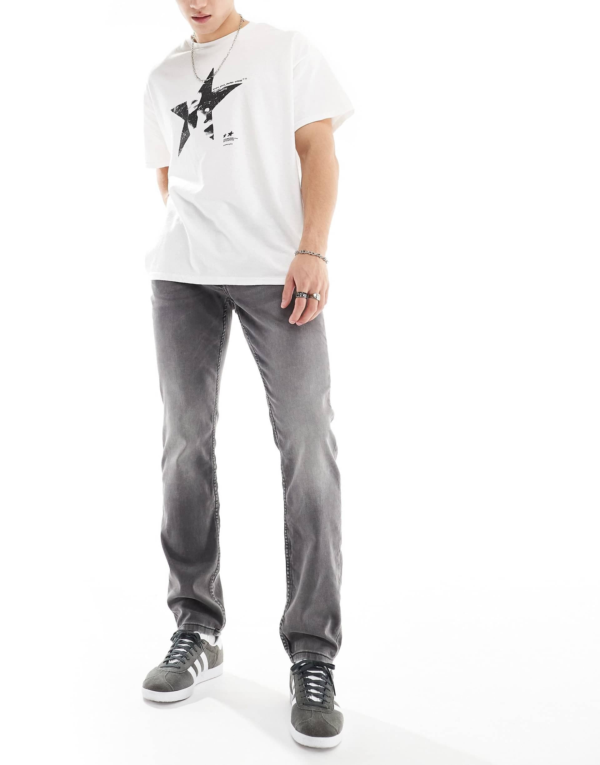 ONLY & SONS slim fit stretch jeans in gray