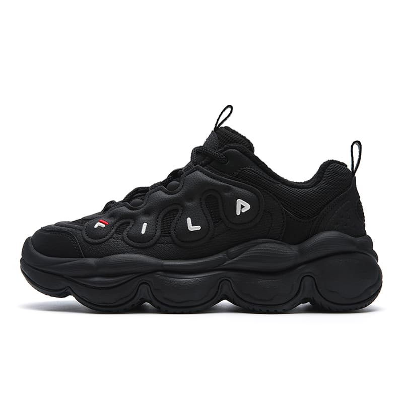 FILA PEASE WE Fleece-Lined Pea Shoes Modern Series Fashion Classic Retro Sport Daily Personality Trendy Versatile Comfortable Low-Top Casual Shoes Women's Black
