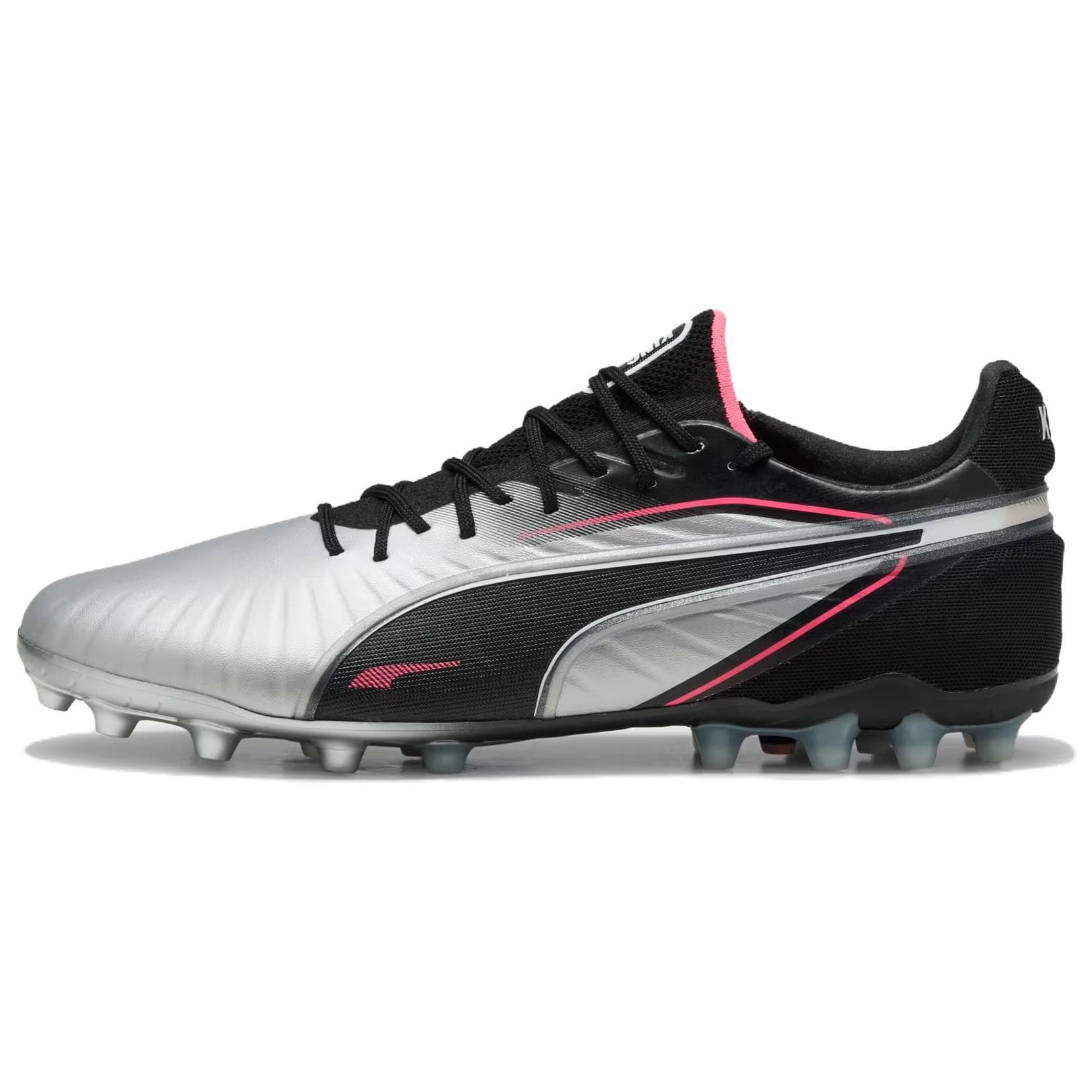 PUMA King Ultimate Round Toe Comfort MG Artificial Grass Football Shoes Men's Silver Black