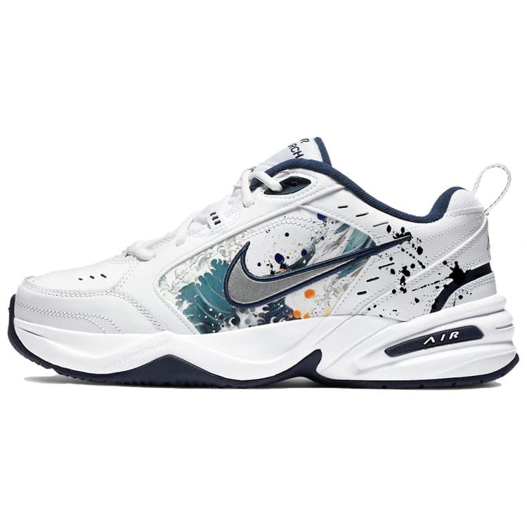 Nike Air Monarch 4 Anti-Slip Wear-Resistant Low-Top Chunky Sneakers Unisex Blue White