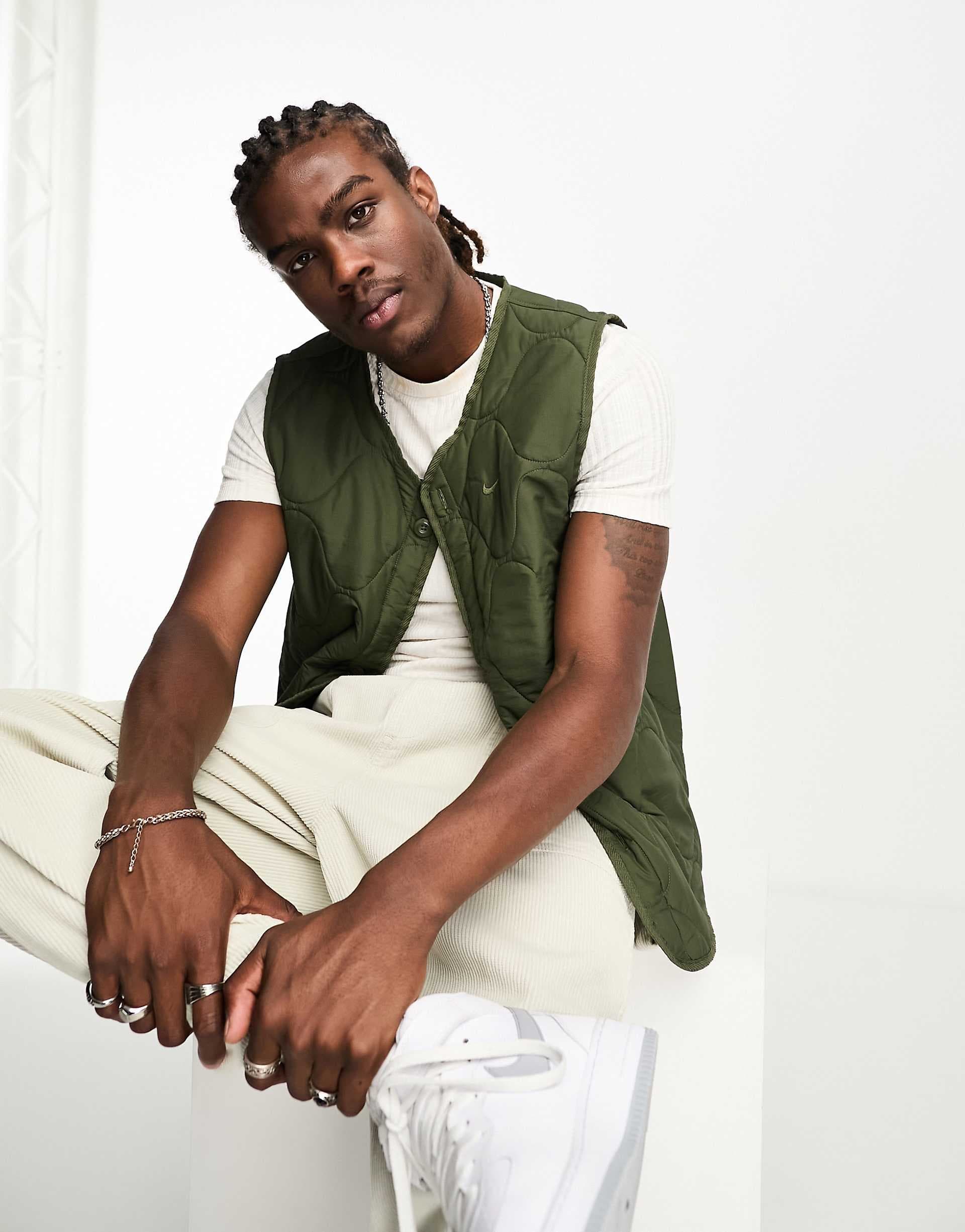 Nike Life insulated woven vest in khaki