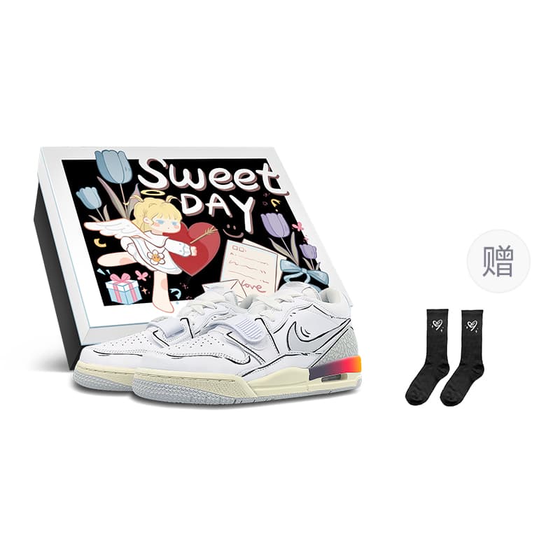 Jordan Legacy 312 Anti Slip Wear Resistant Low Top Vintage Basketball Shoes GS White Black Yellow