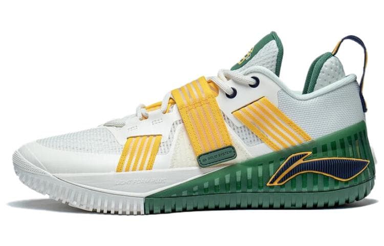 LiNing Rage Cushioned Slip-Resistant Low-Top Basketball Shoes Men's White Yellow