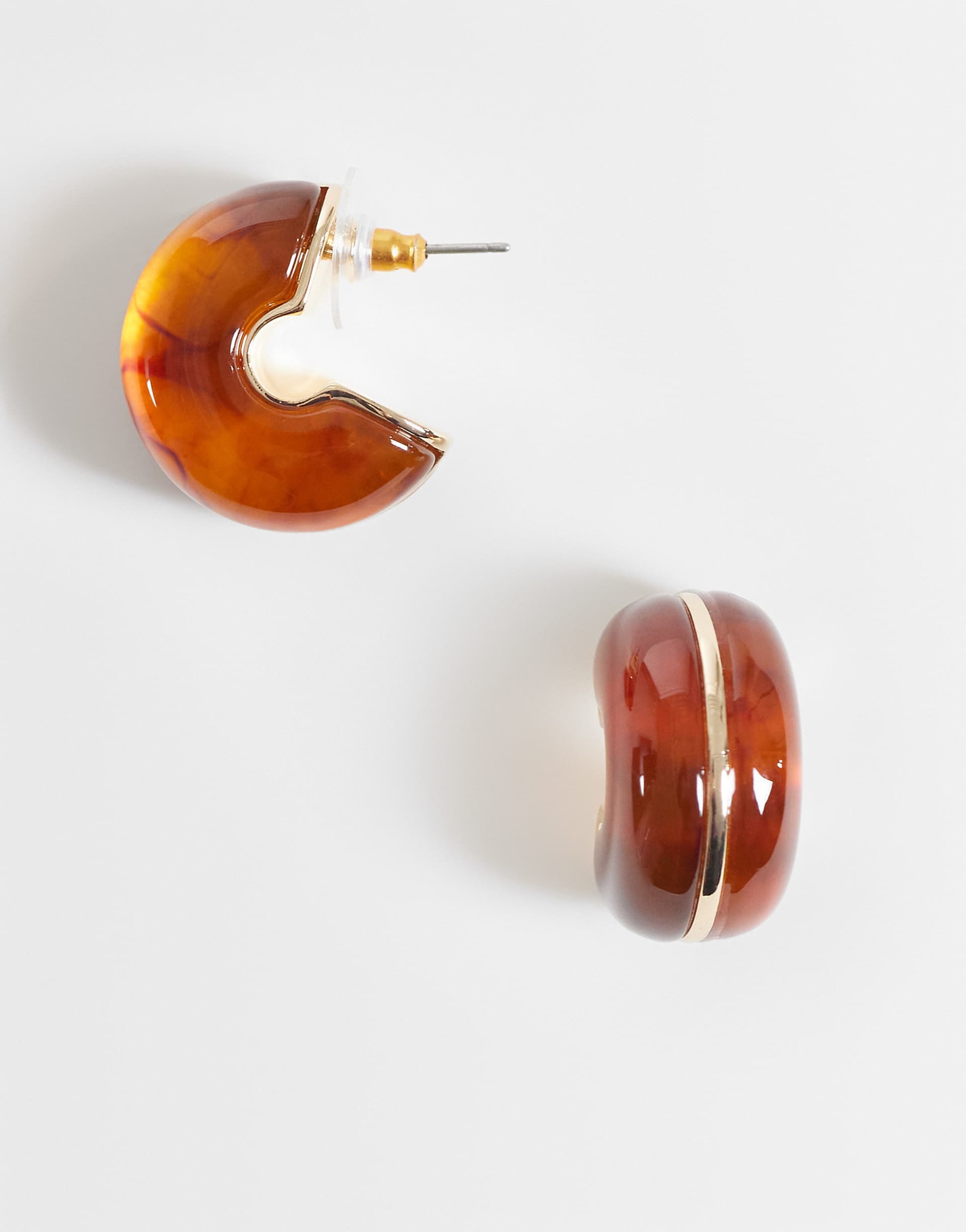 Reclaimed Vintage tort hoop earrings in gold