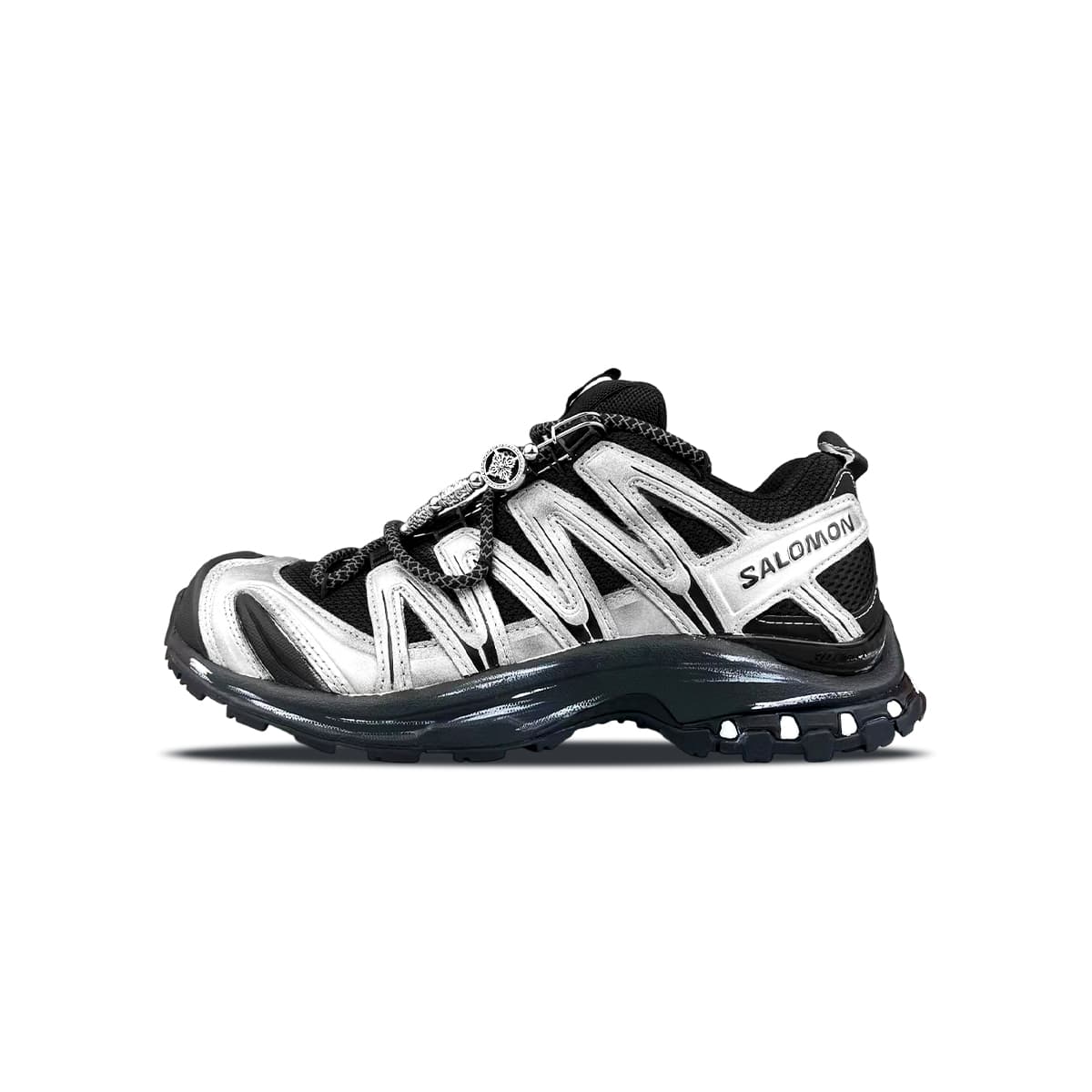Custom Sneakers: SALOMON XA PRO 3D Meige Quantum Silver White Functional Street Advanced Niche Design Comfortable Versatile Wear-Resistant Low-Top Outdoor Functional Shoes Unisex Silver/Black